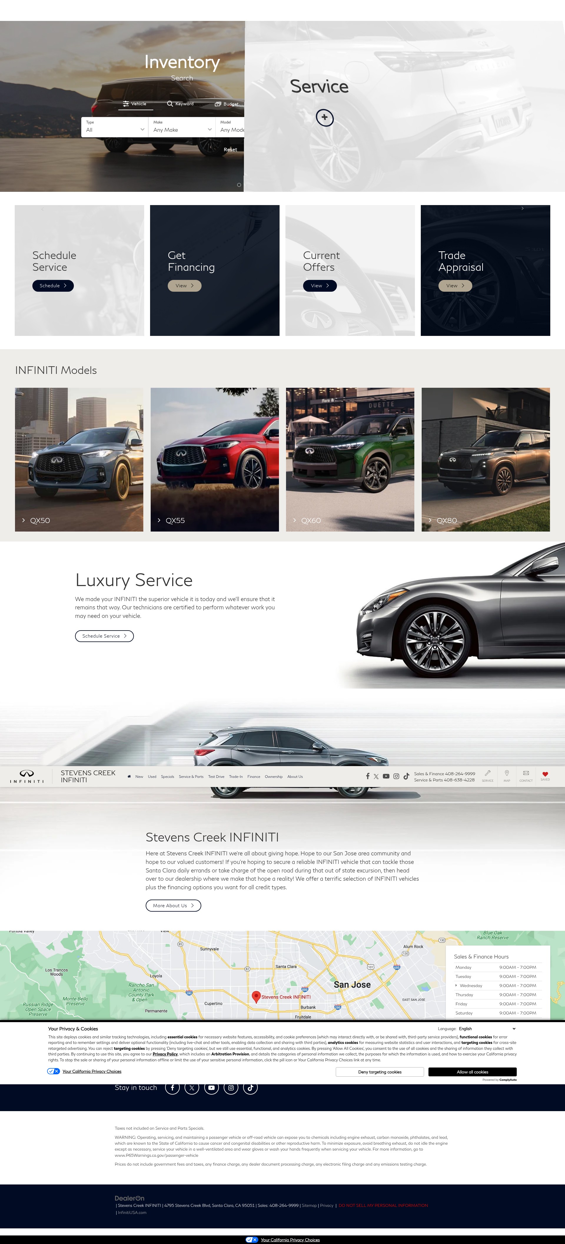Screenshot of stevenscreekinfiniti.com