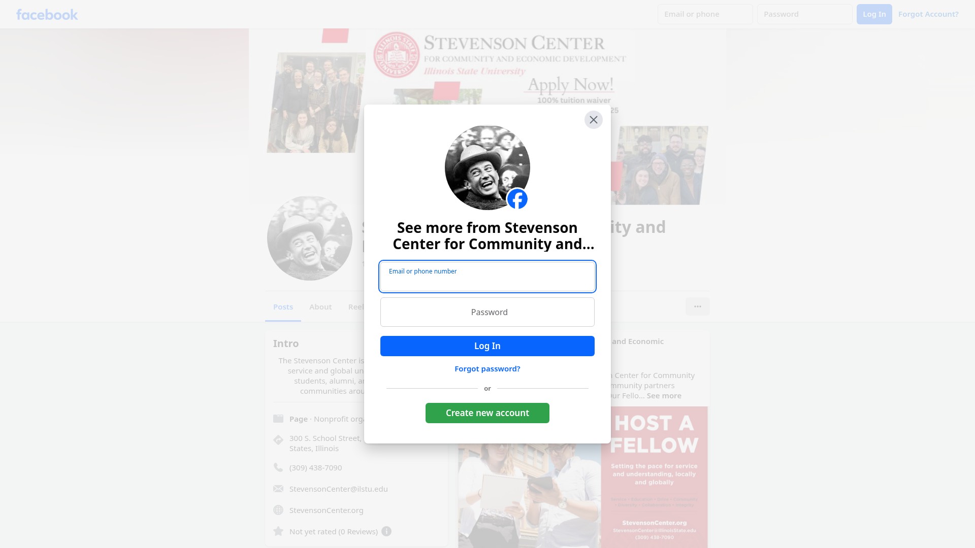 Screenshot of stevensoncenter.org