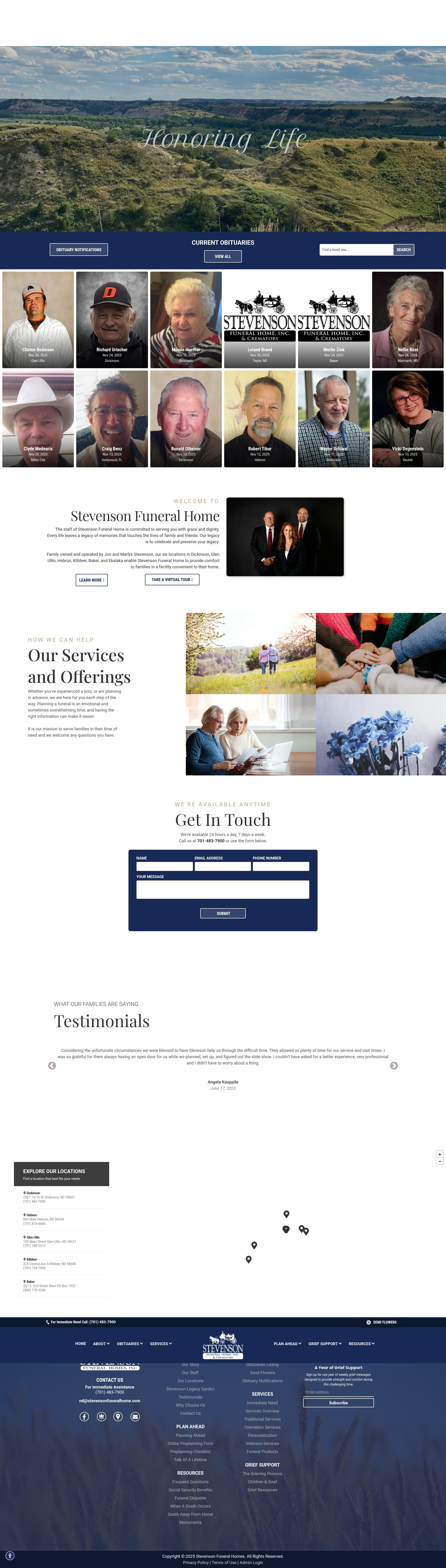 Screenshot of stevensonfuneralhome.com
