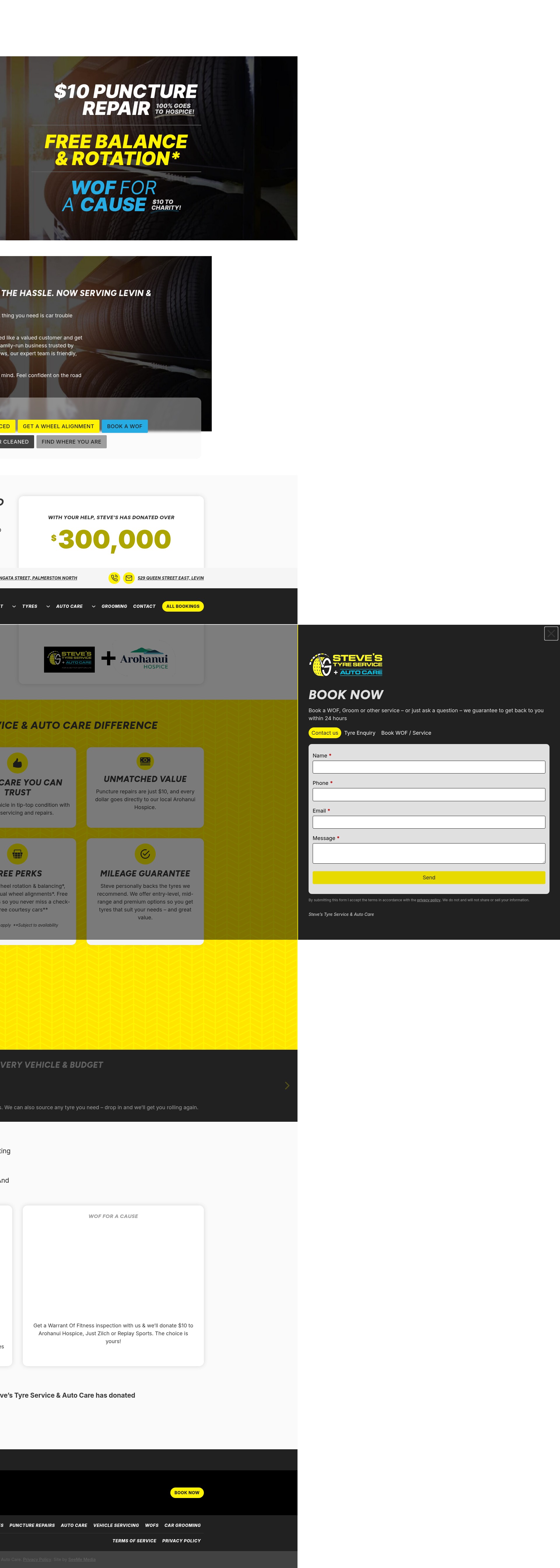 Screenshot of stevestyreservice.co.nz