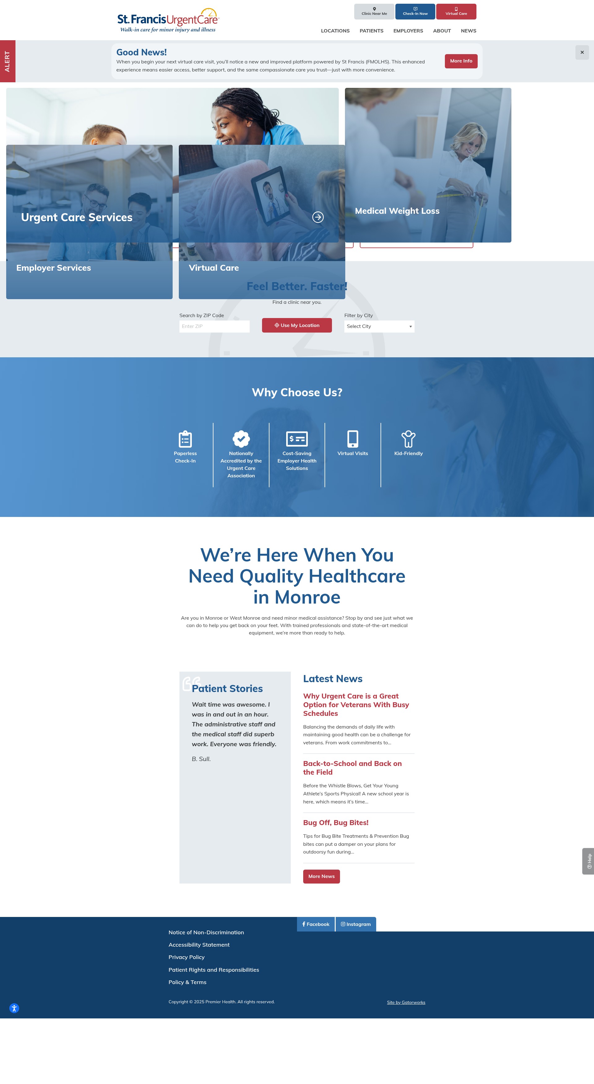 Screenshot of stfrancisurgentcare.net