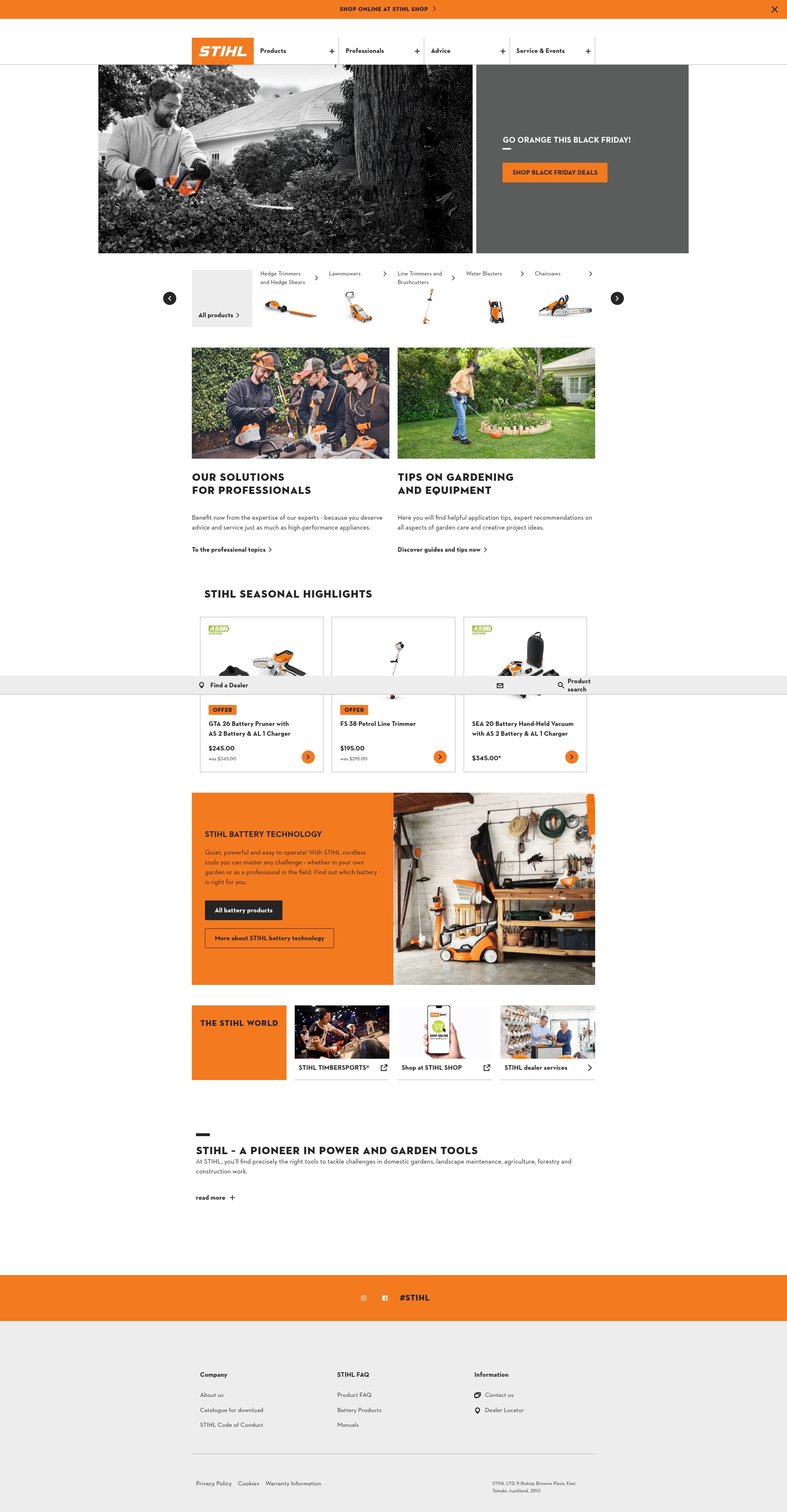 Screenshot of stihl.co.nz