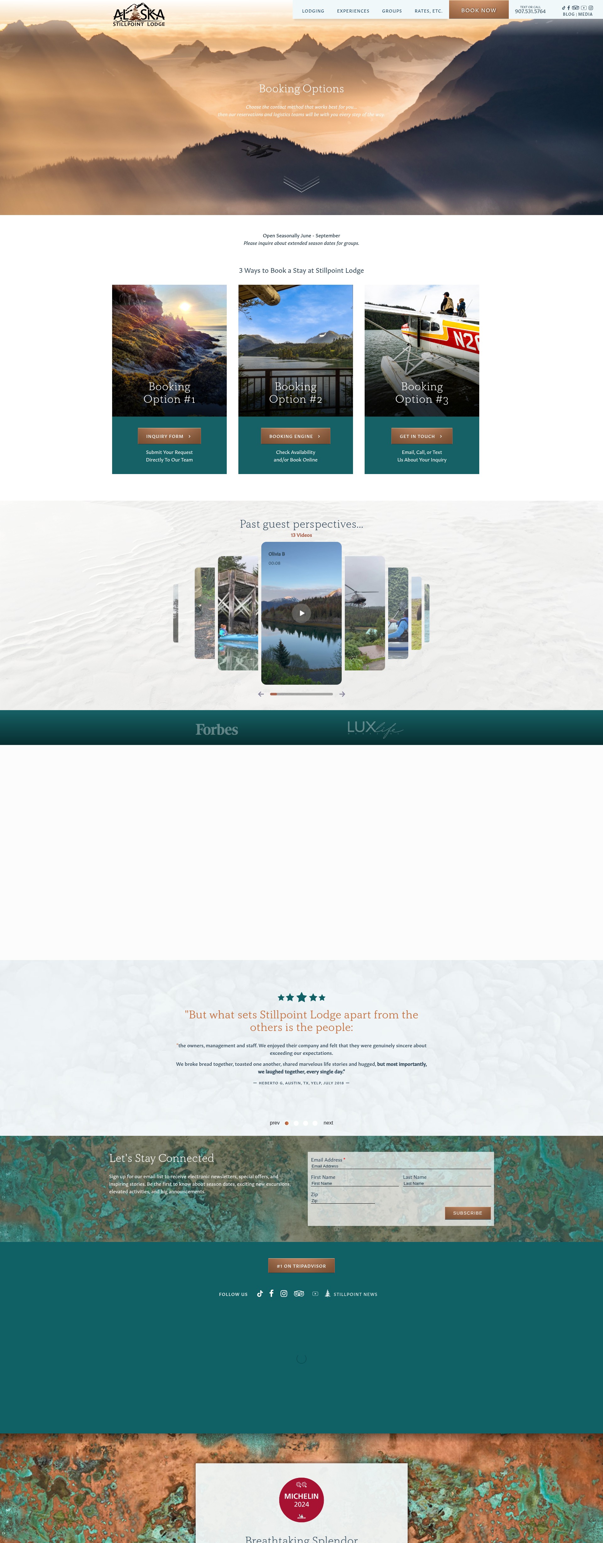 Screenshot of stillpointlodge.com
