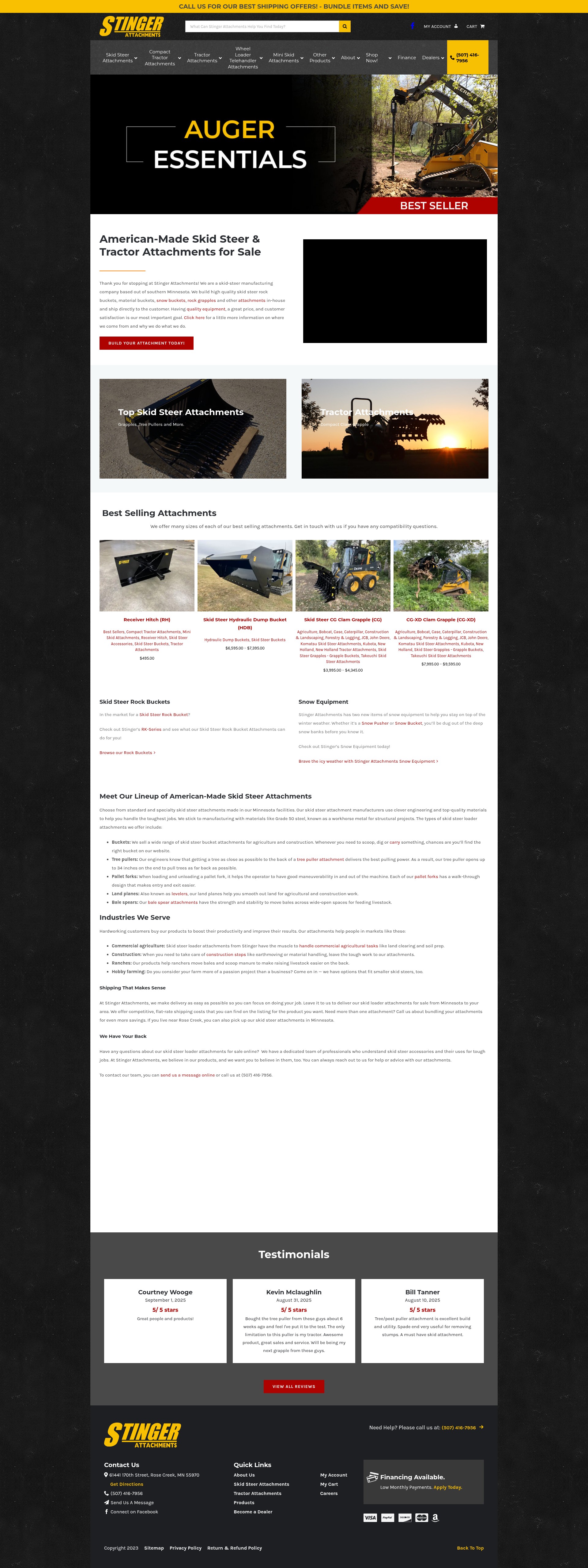 Screenshot of stingerattachments.com