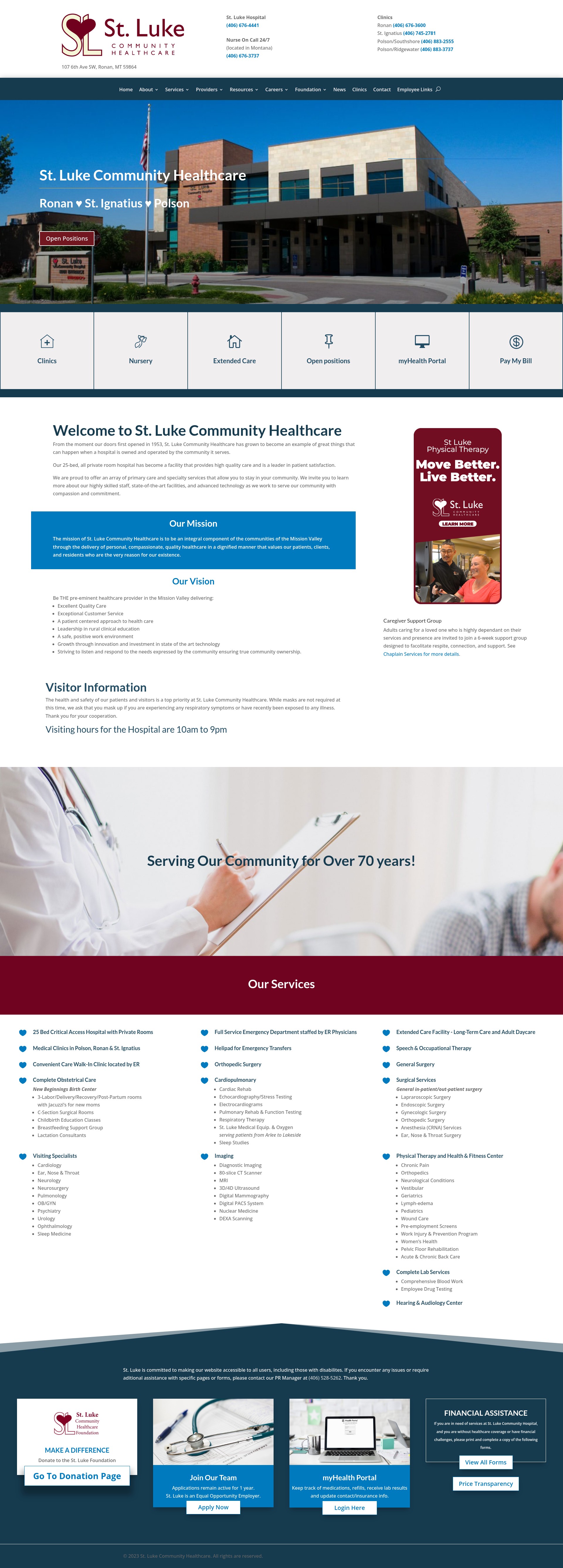 Screenshot of stlukehealthcare.org