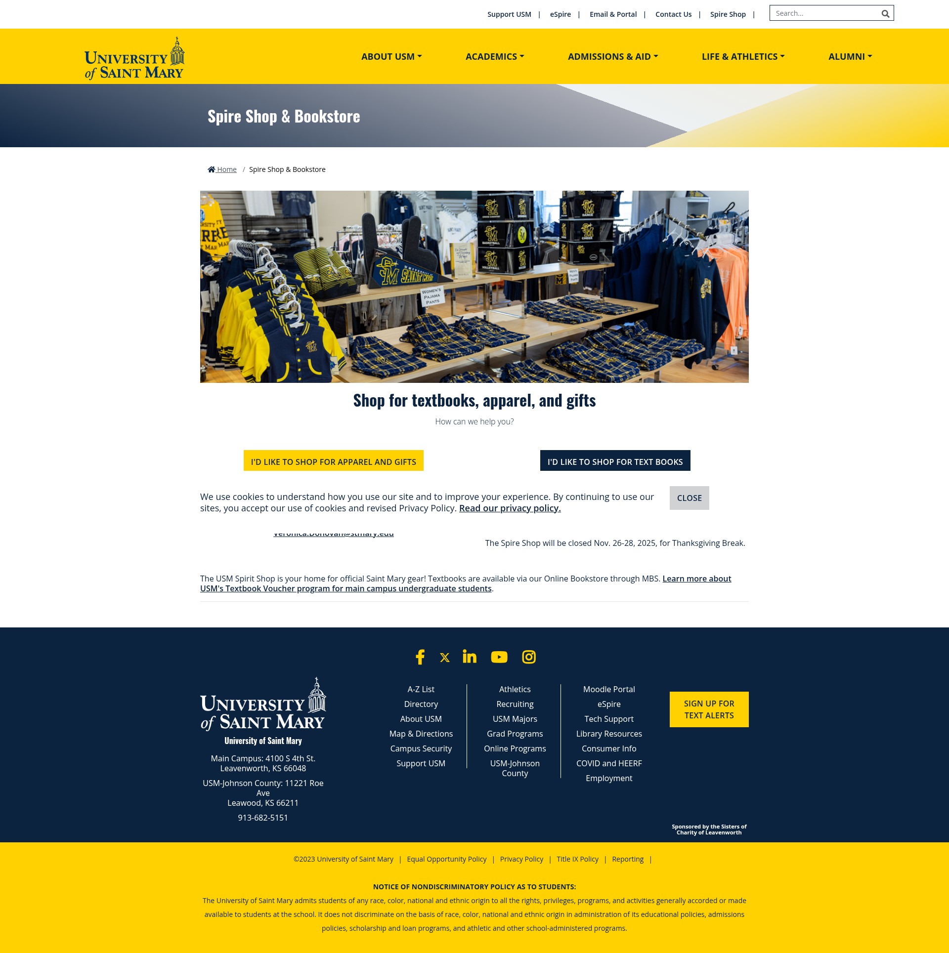 Screenshot of stmary.edu