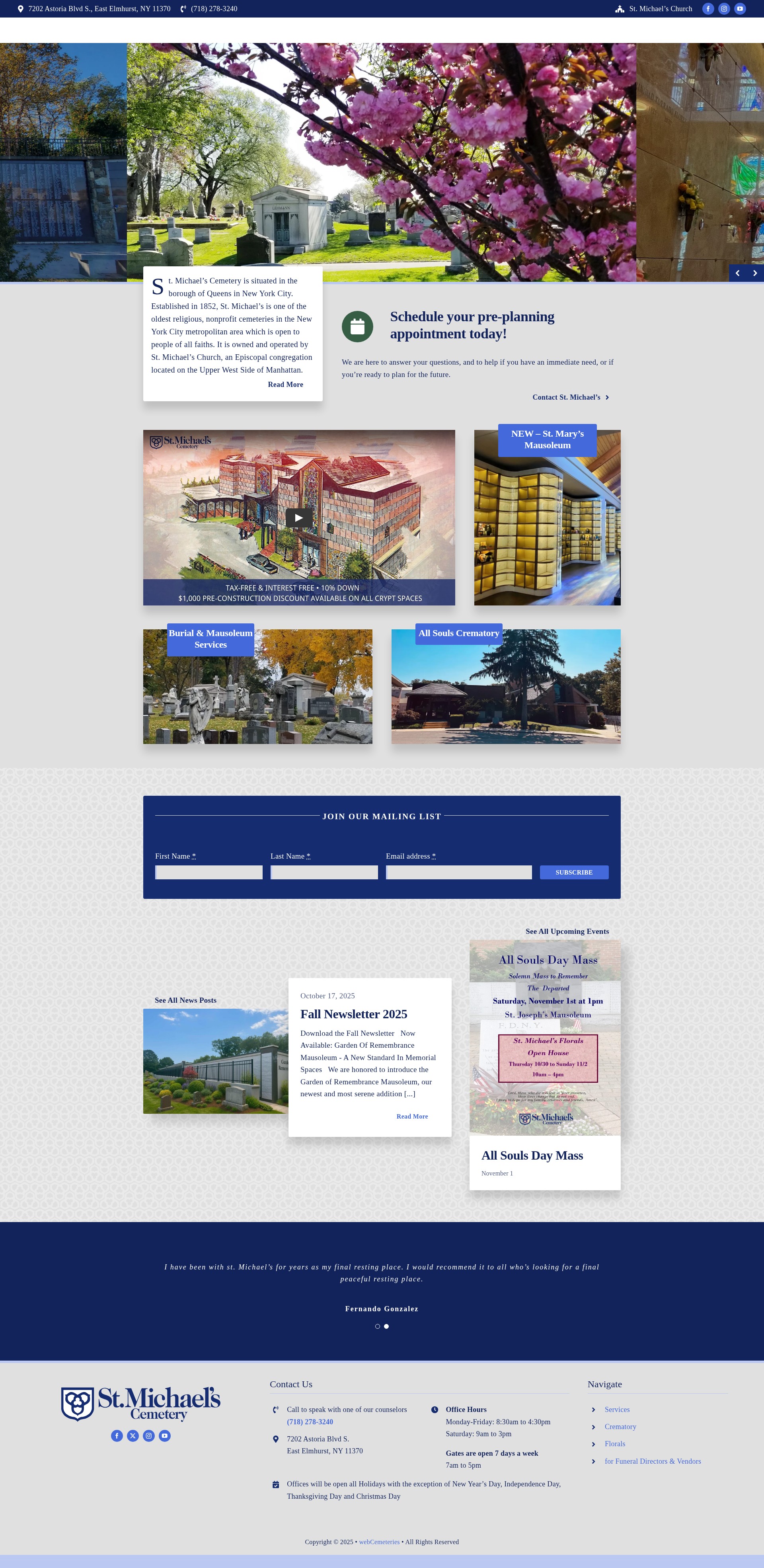 Screenshot of stmichaelscemetery.com