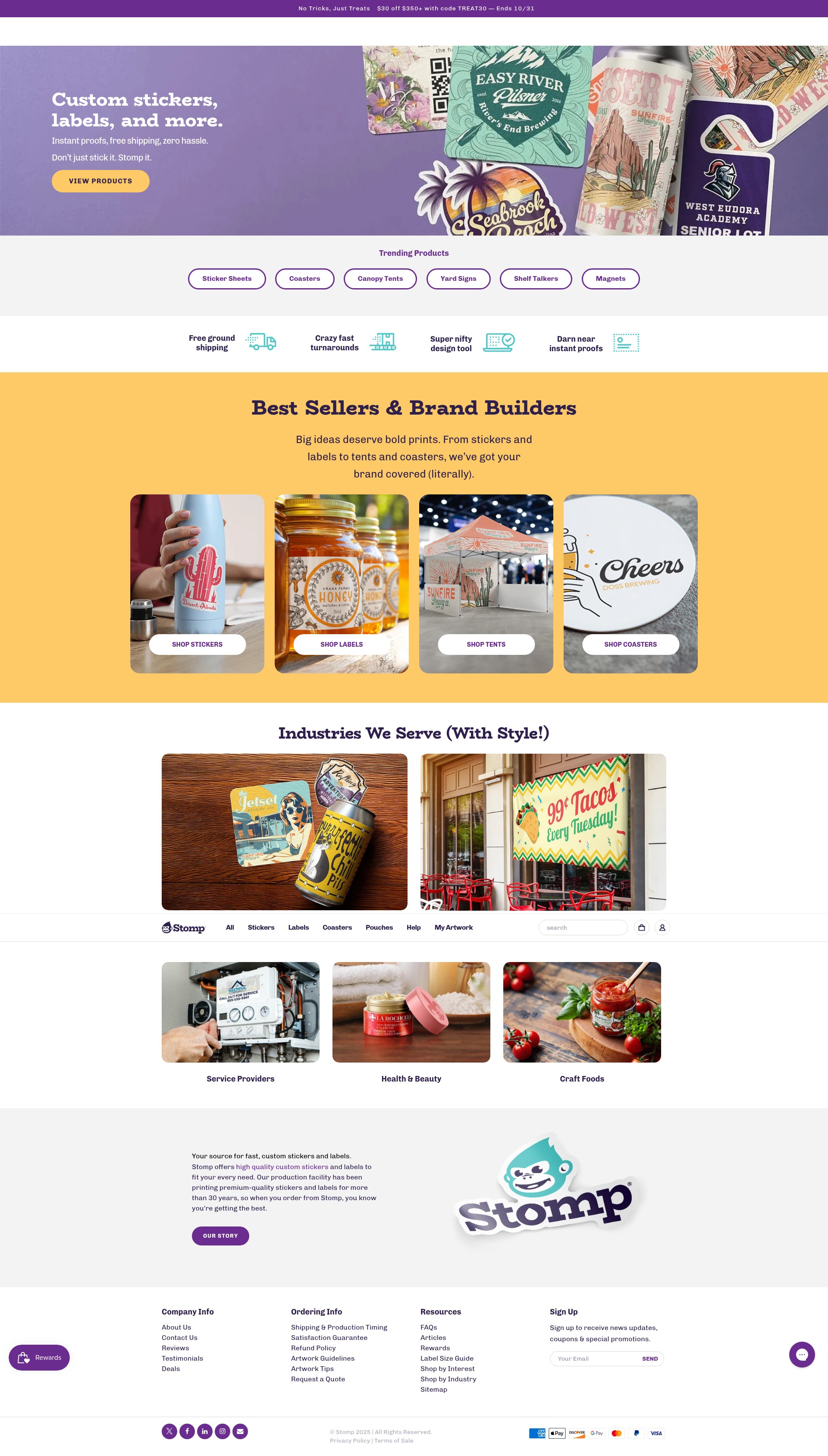 Screenshot of stompstickers.com