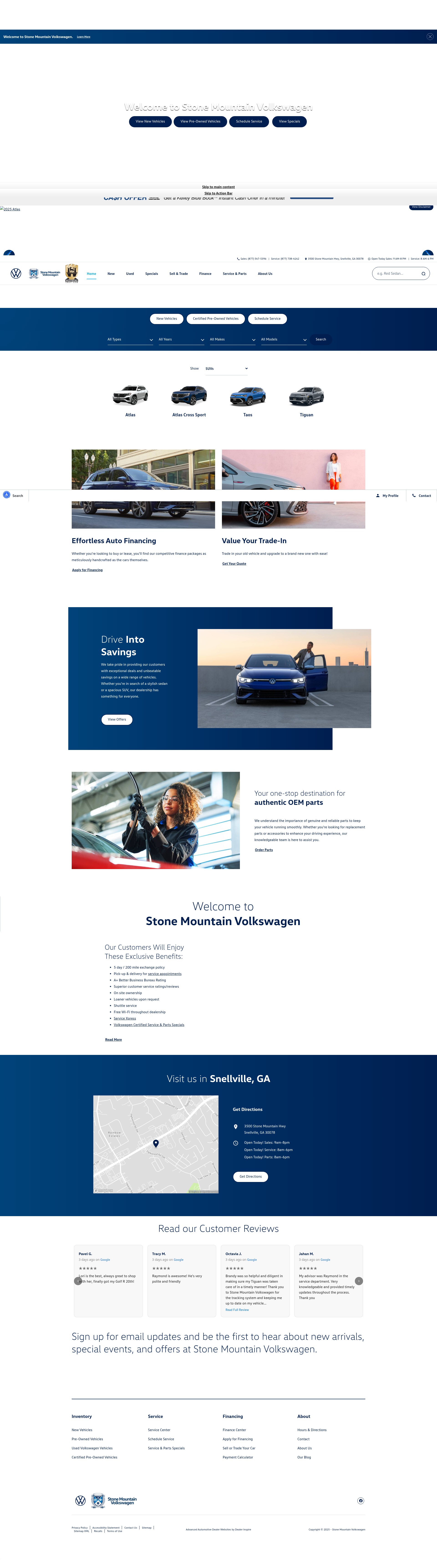 Screenshot of stonemountainvw.com
