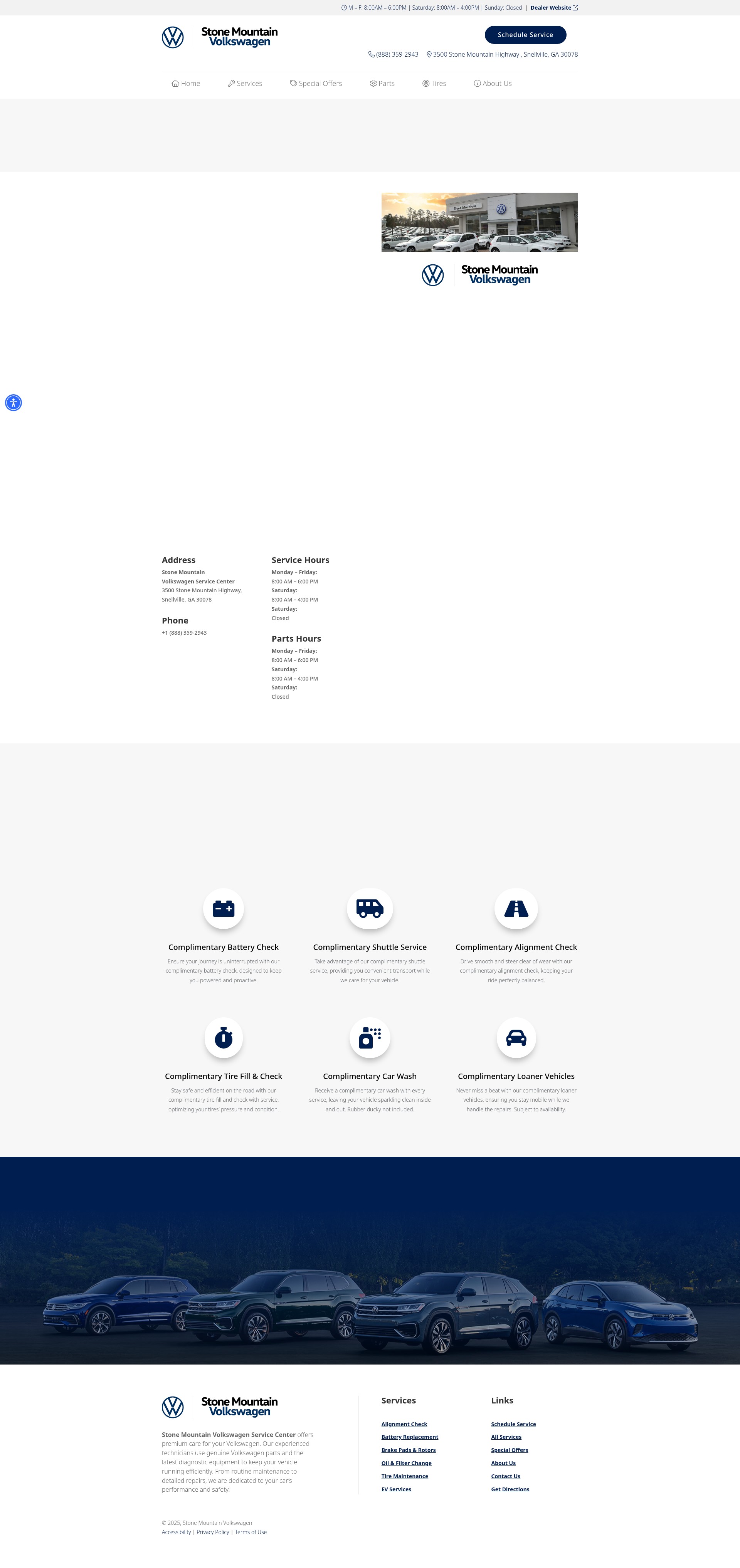 Screenshot of stonemountainvwservice.com