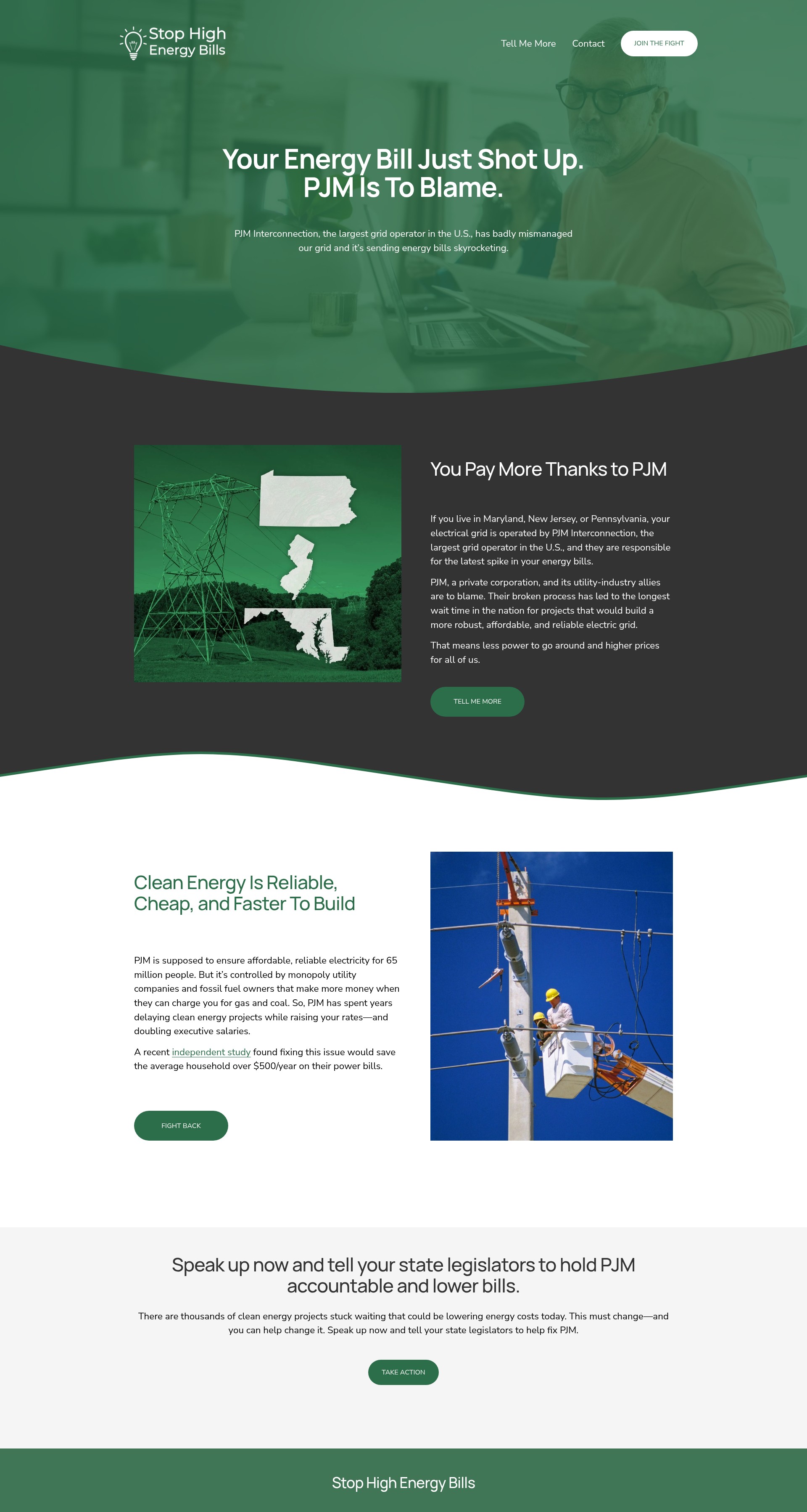 Screenshot of stophighenergybills.org