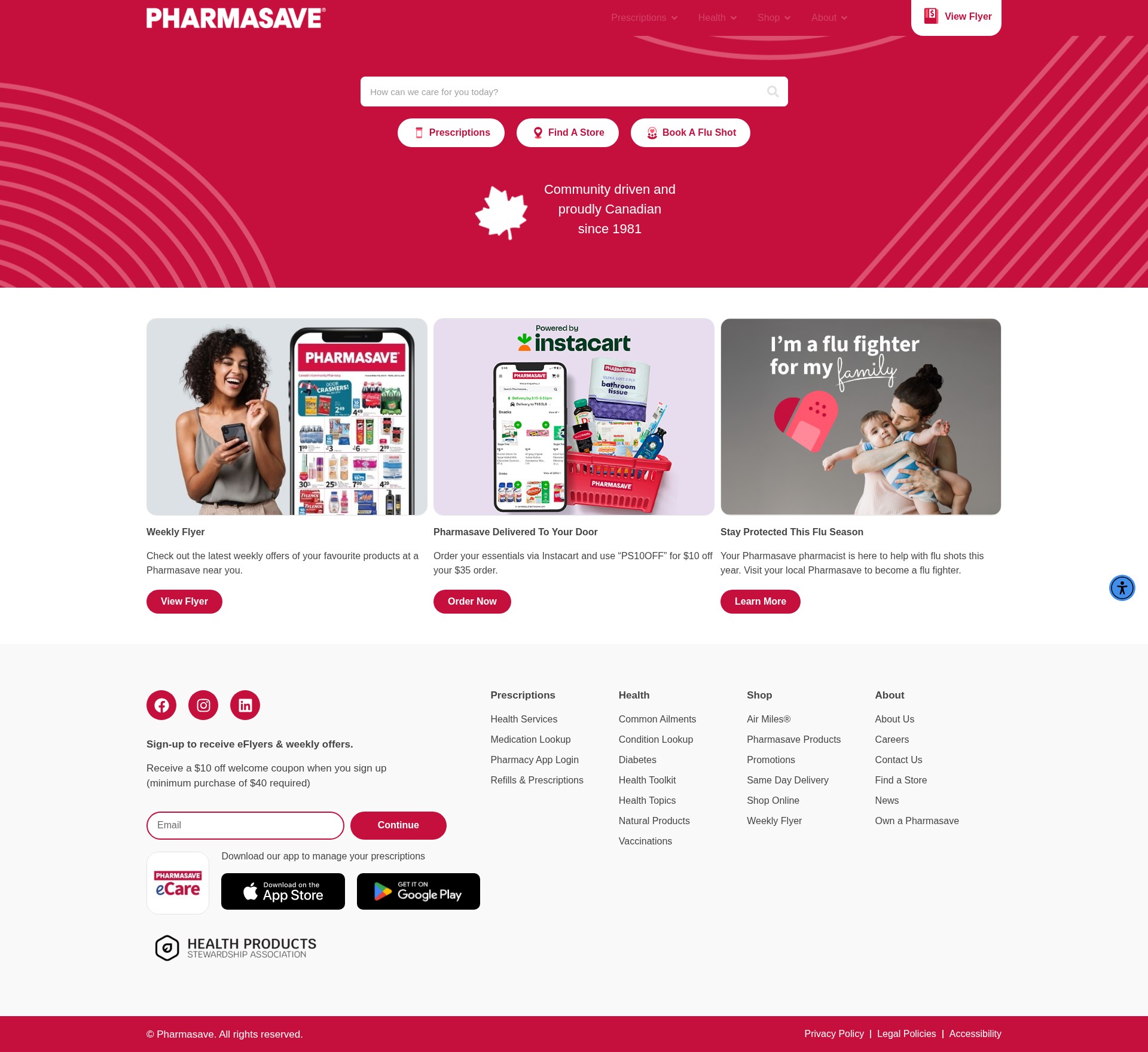 Screenshot of store.pharmasave.com