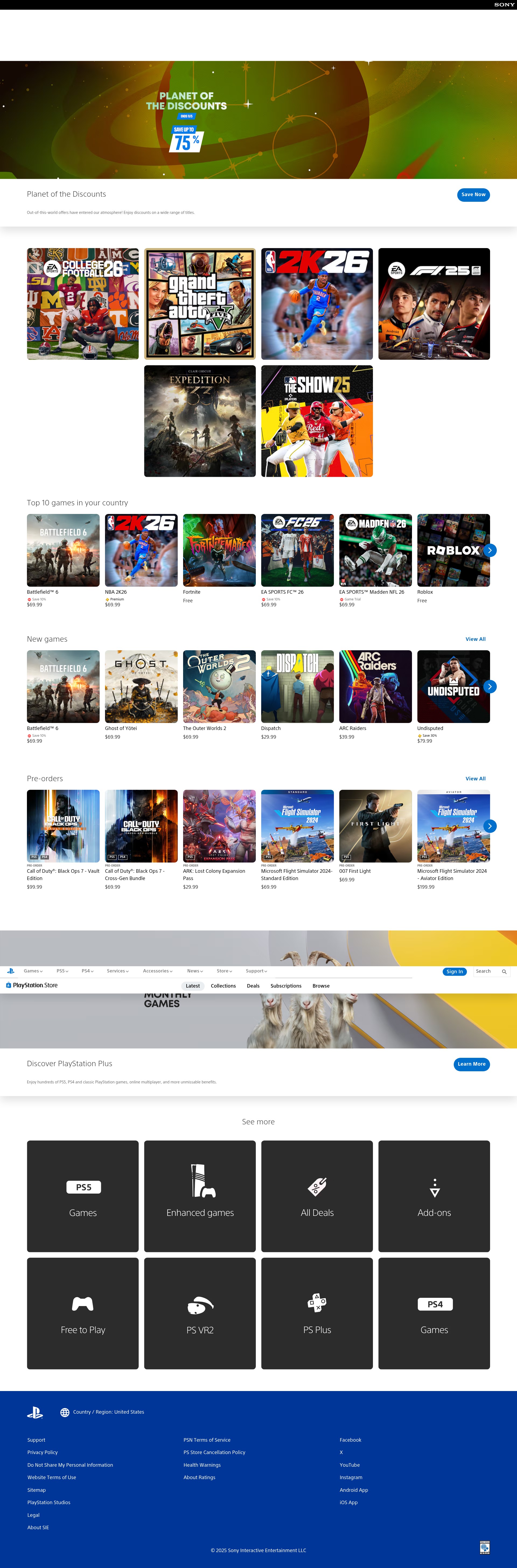 Screenshot of store.playstation.com