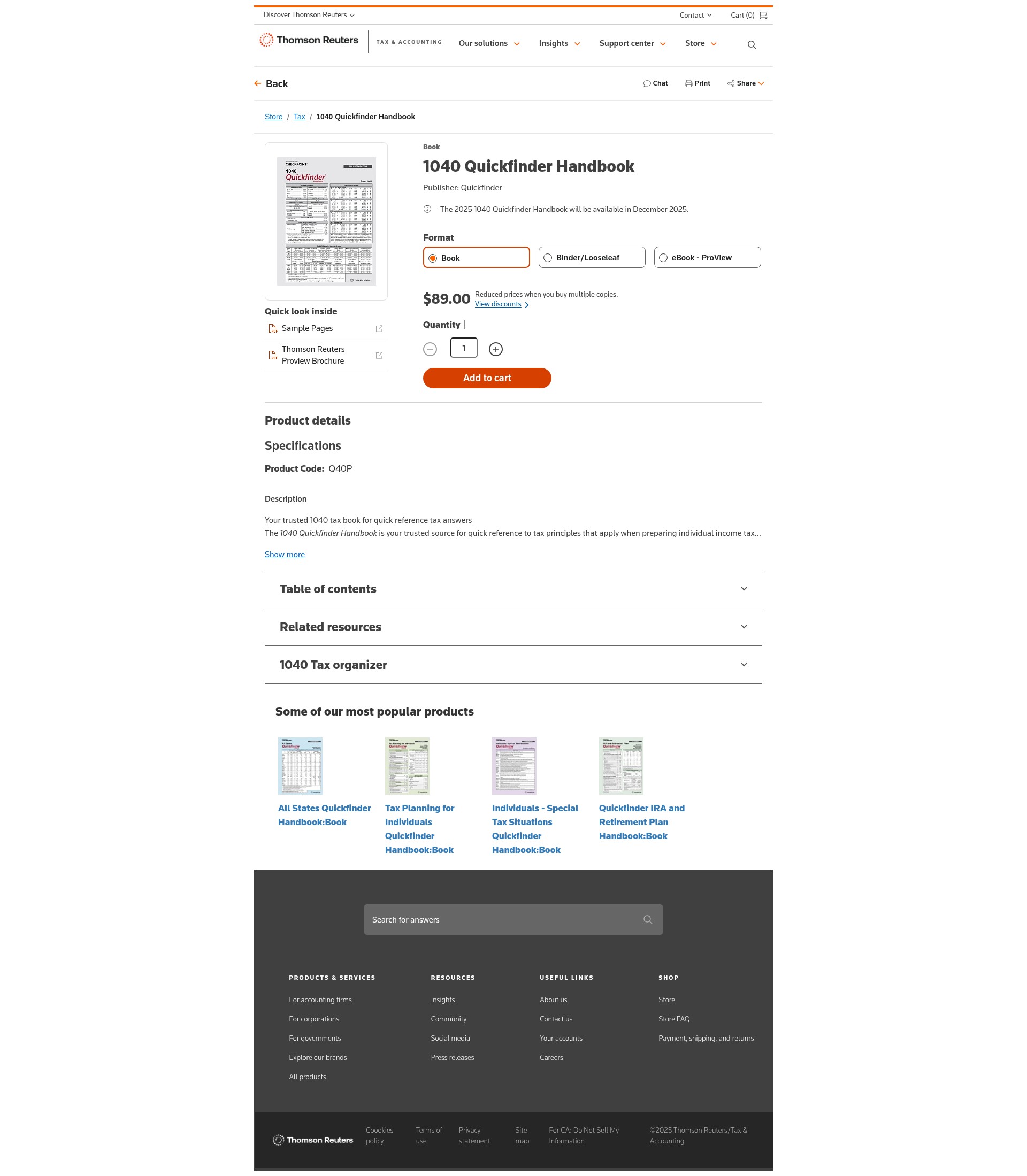 Screenshot of store.tax.thomsonreuters.com