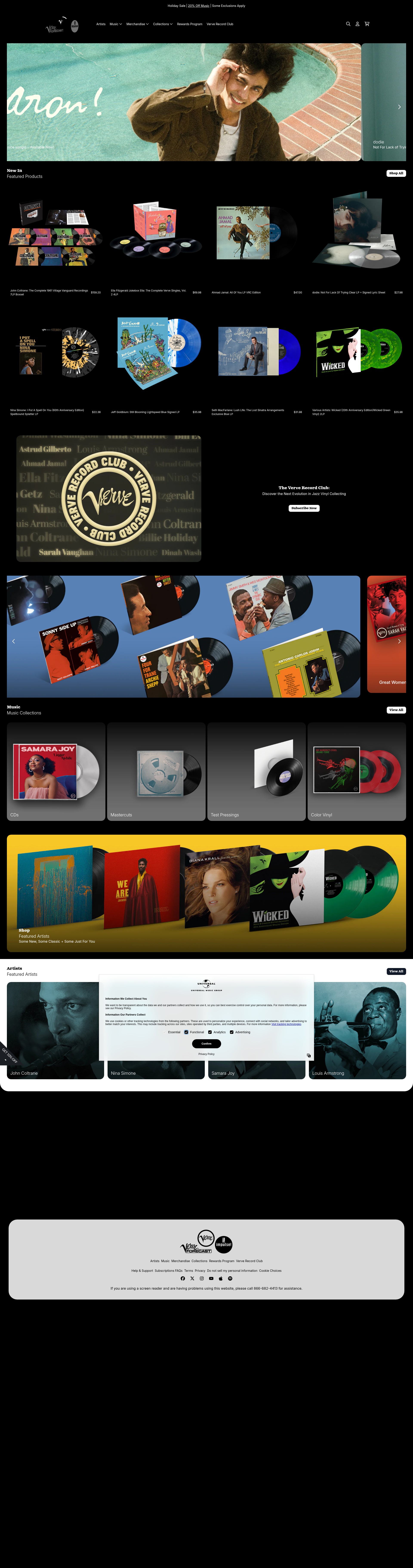 Screenshot of store.ververecords.com