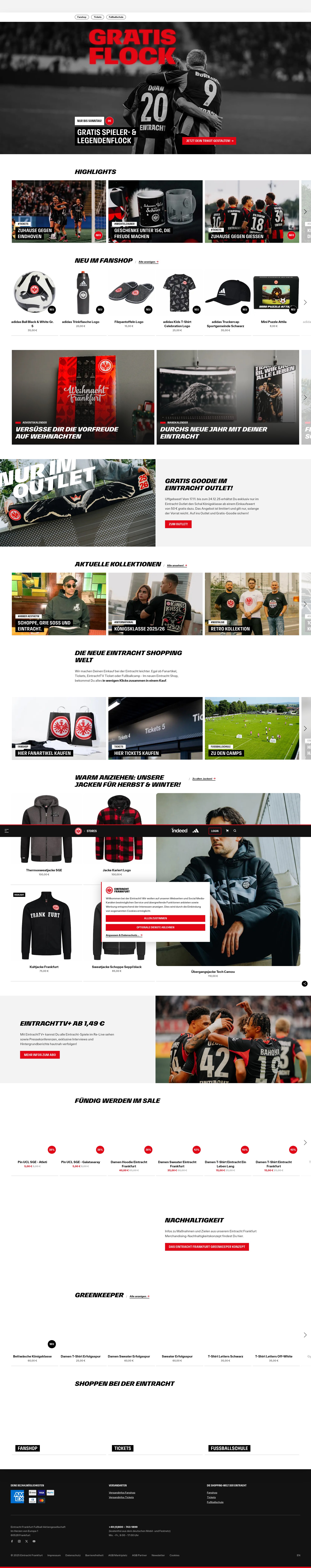 Screenshot of stores.eintracht.de