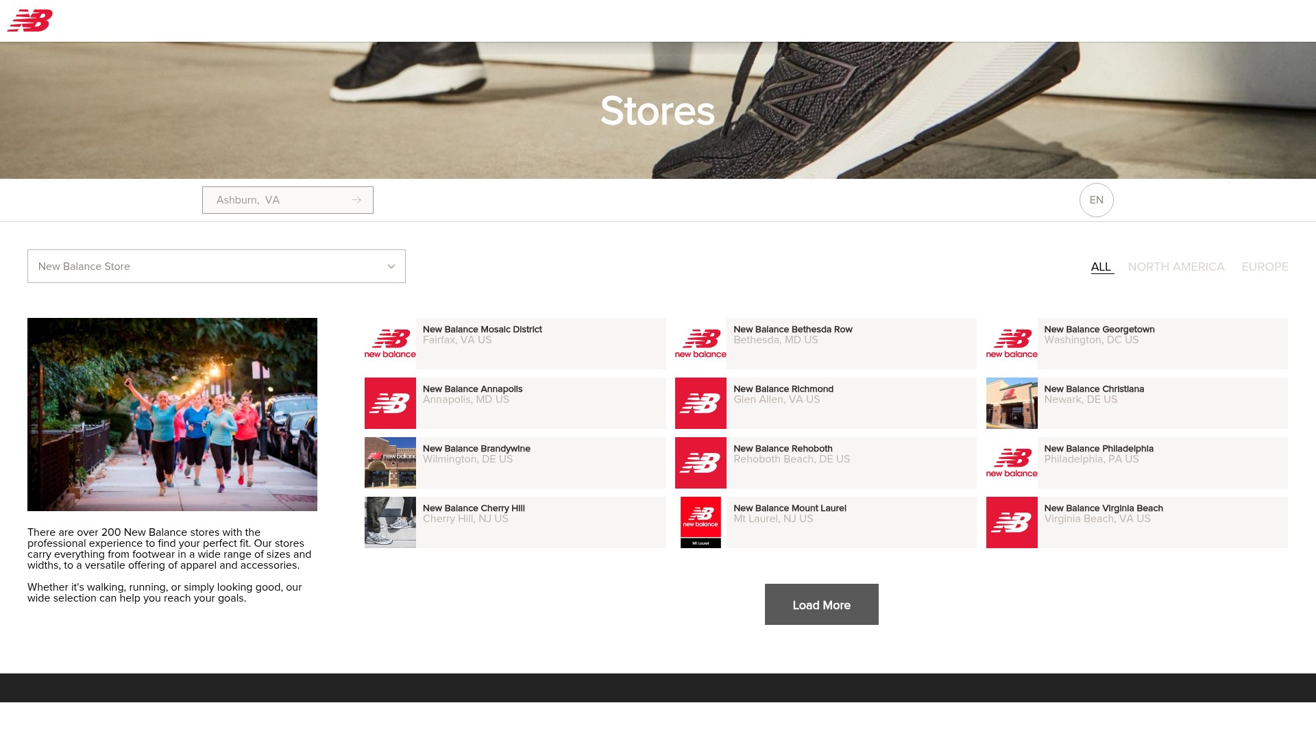 Screenshot of stores.newbalance.com