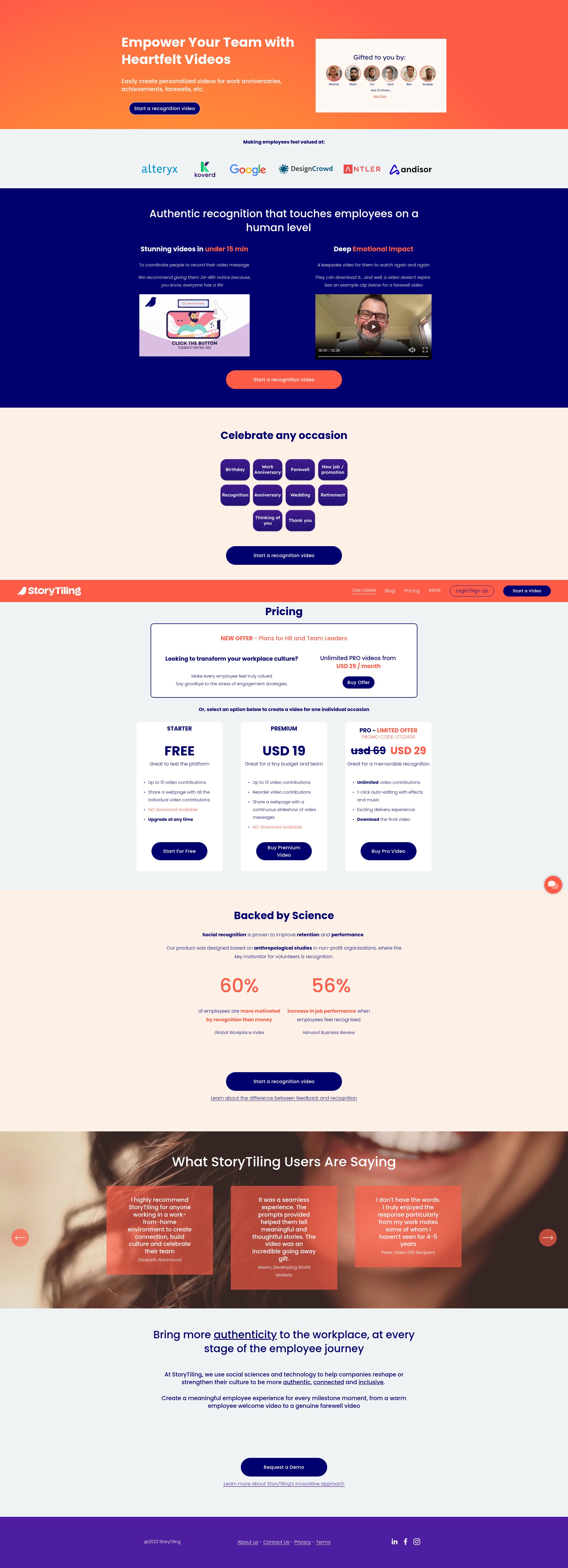 Screenshot of storytiling.com