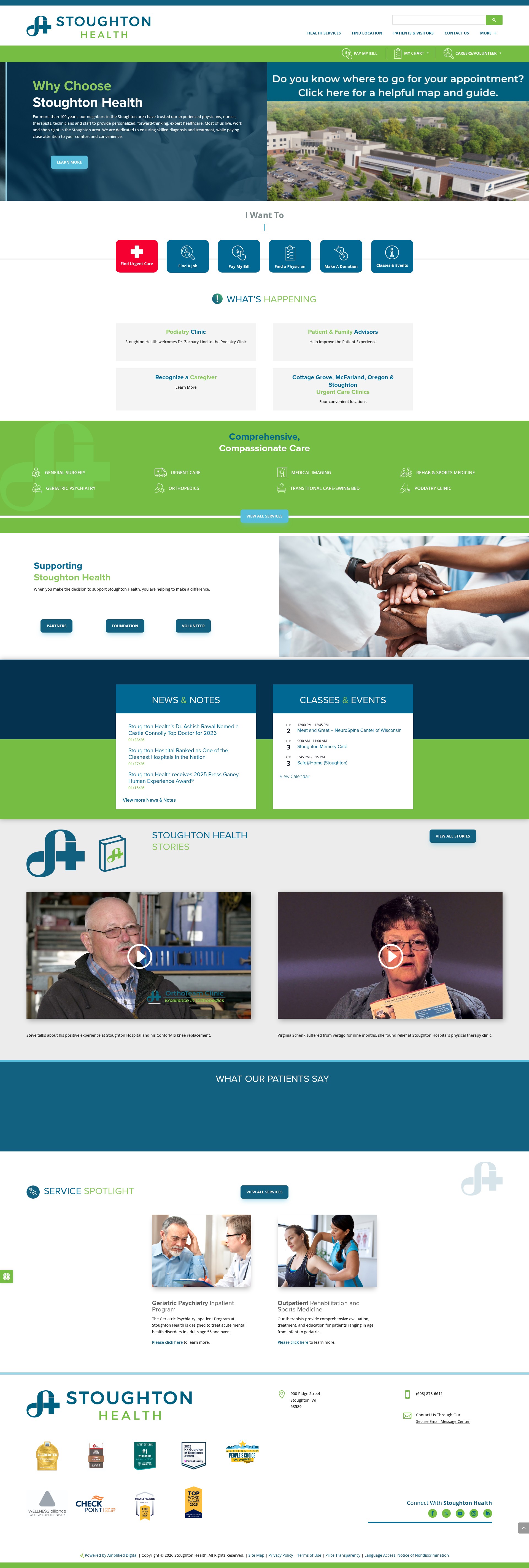 Screenshot of stoughtonhealth.com