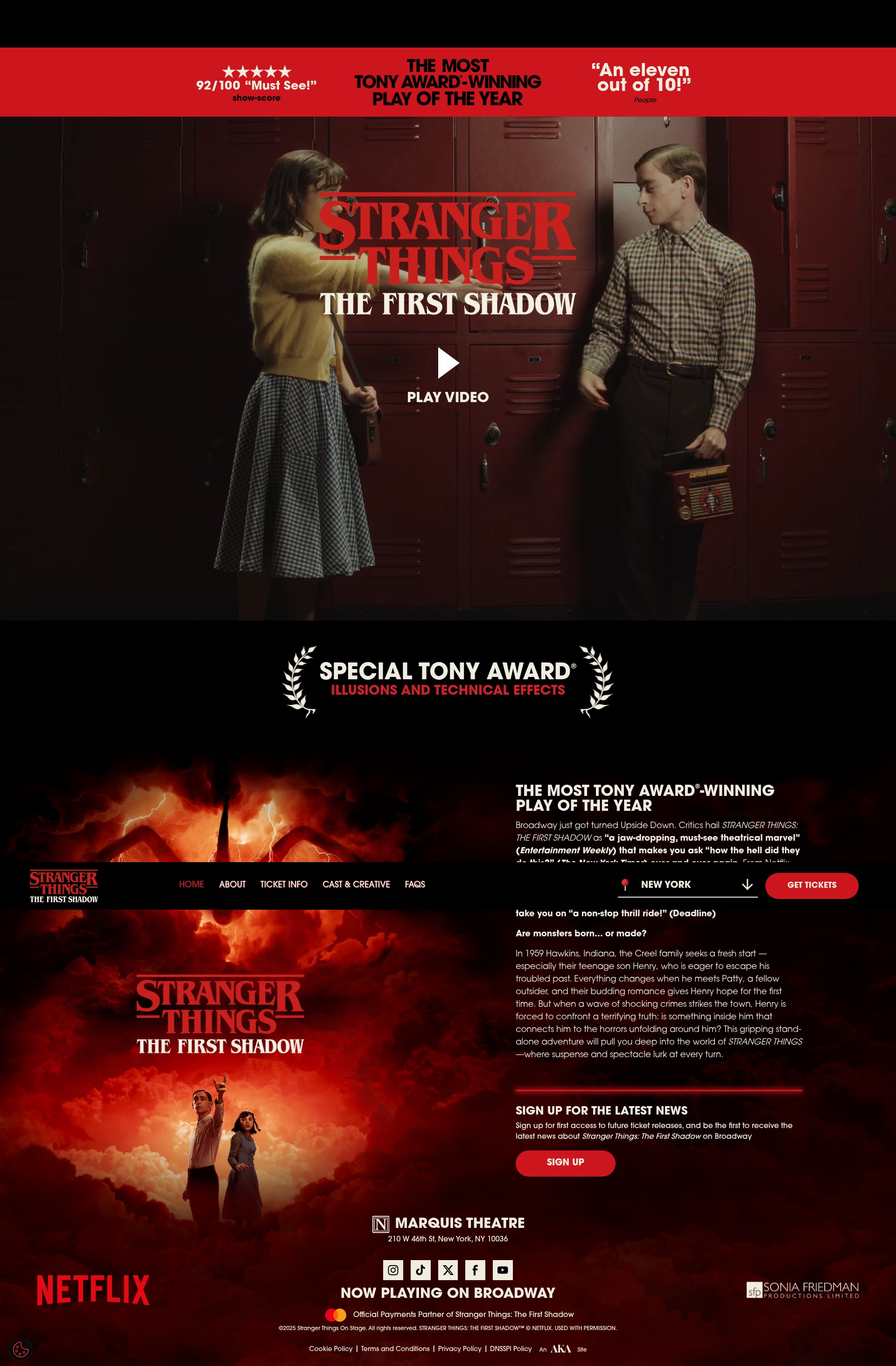 Screenshot of strangerthingsonstage.com