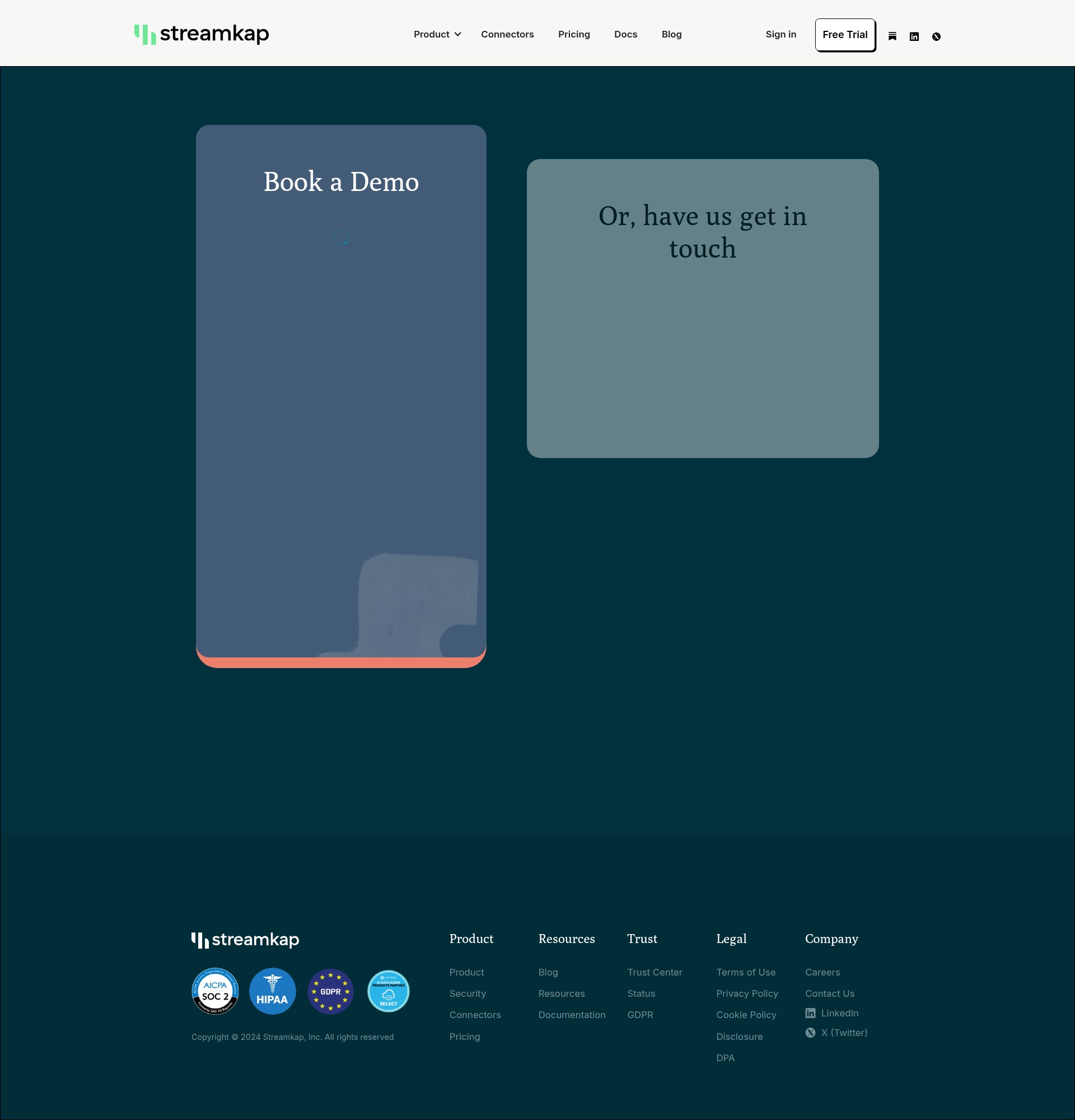 Screenshot of streamkap.com