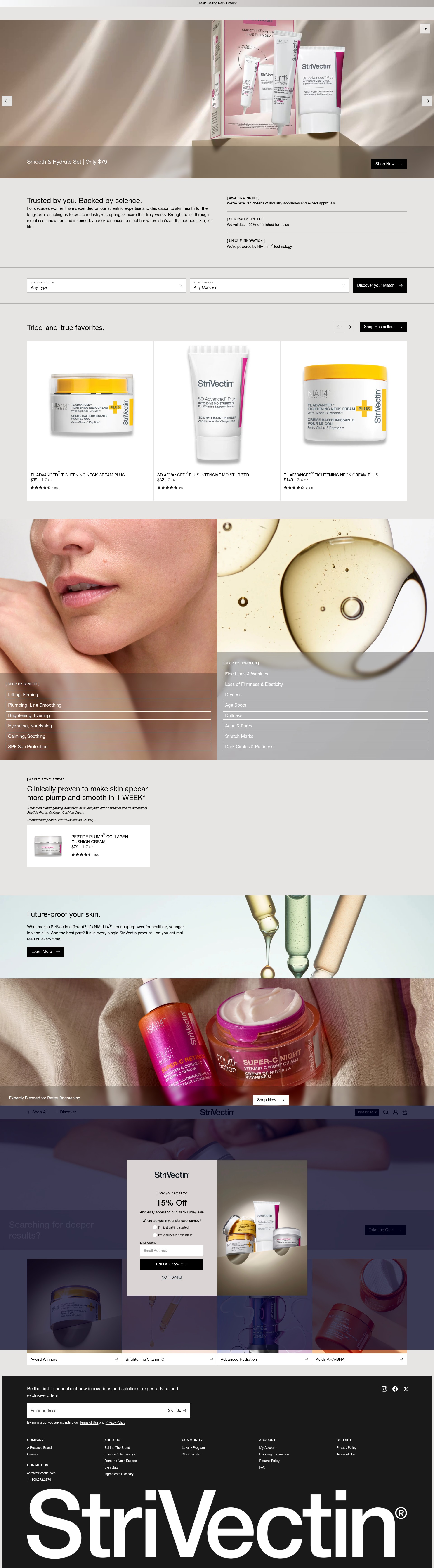 Screenshot of strivectin.com