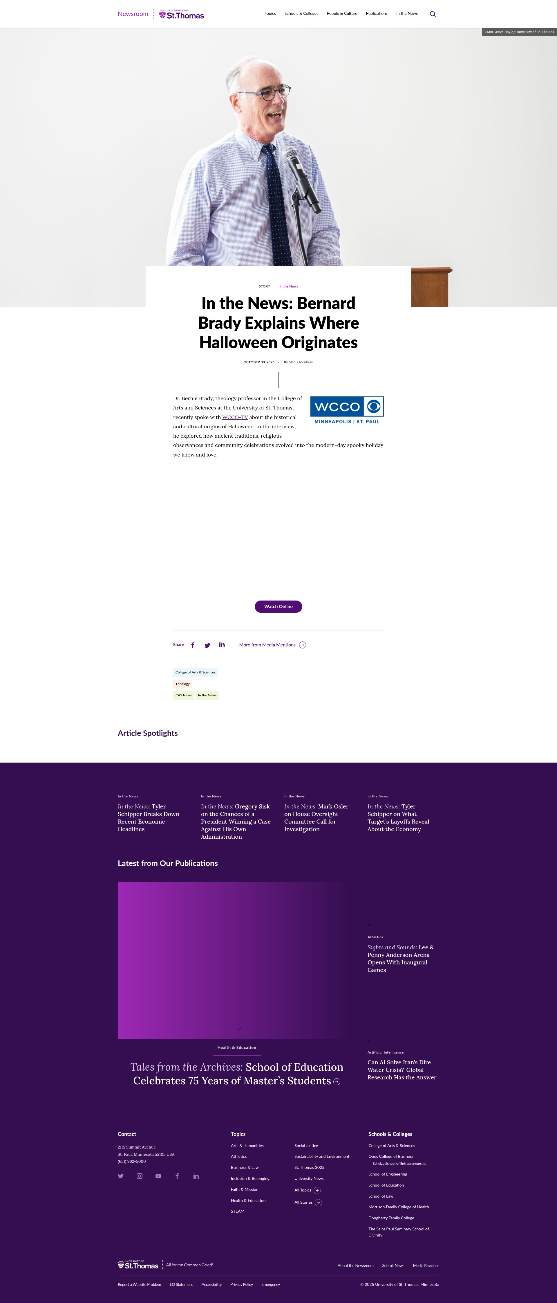 Screenshot of stthomas.edu