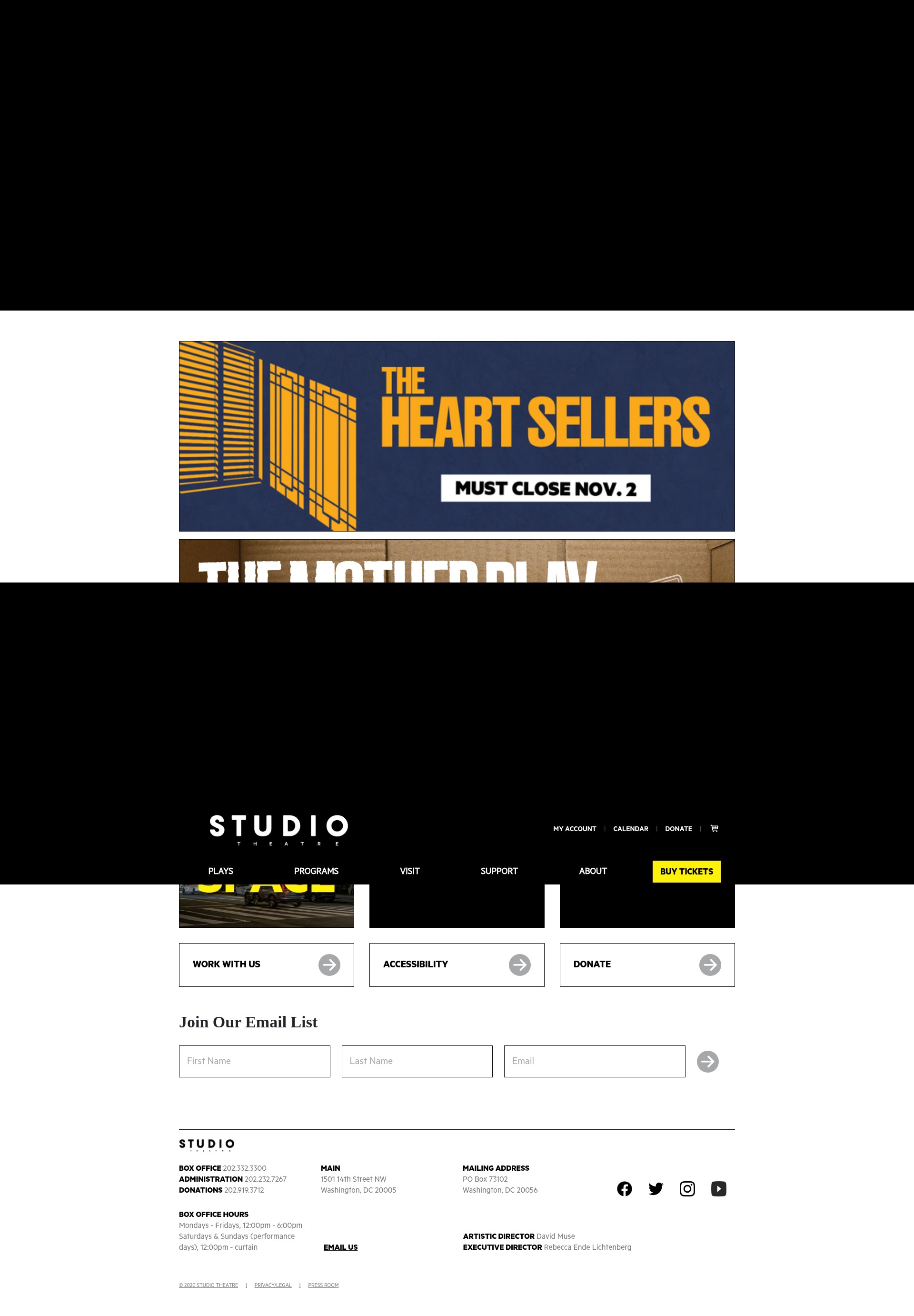 Screenshot of studiotheatre.org