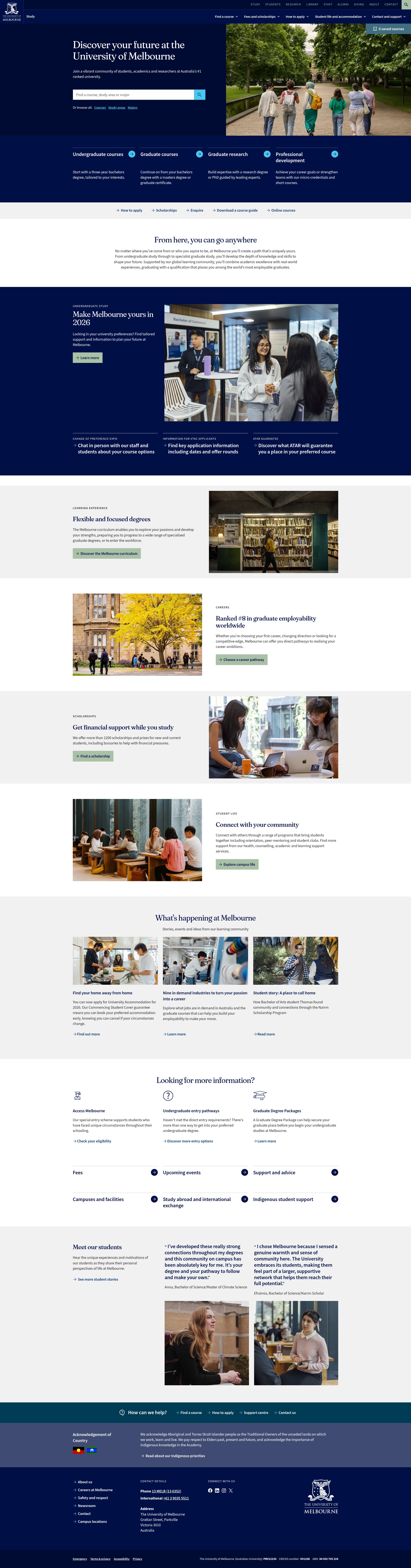 Screenshot of study.unimelb.edu.au