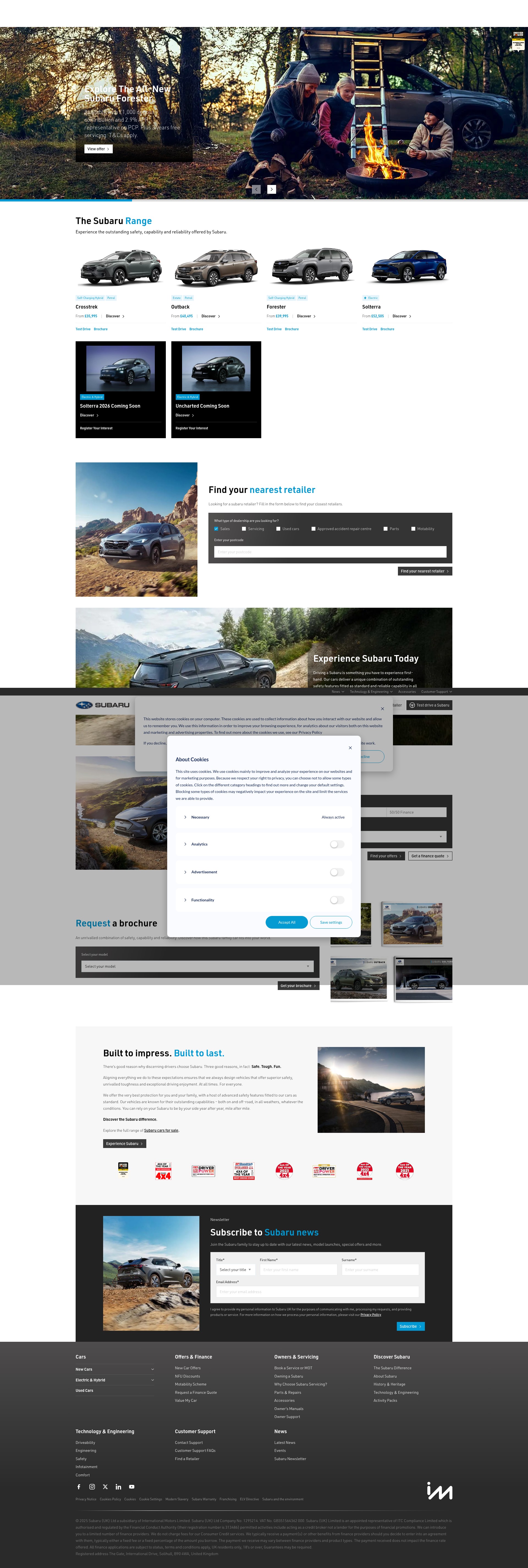 Screenshot of subaru.co.uk