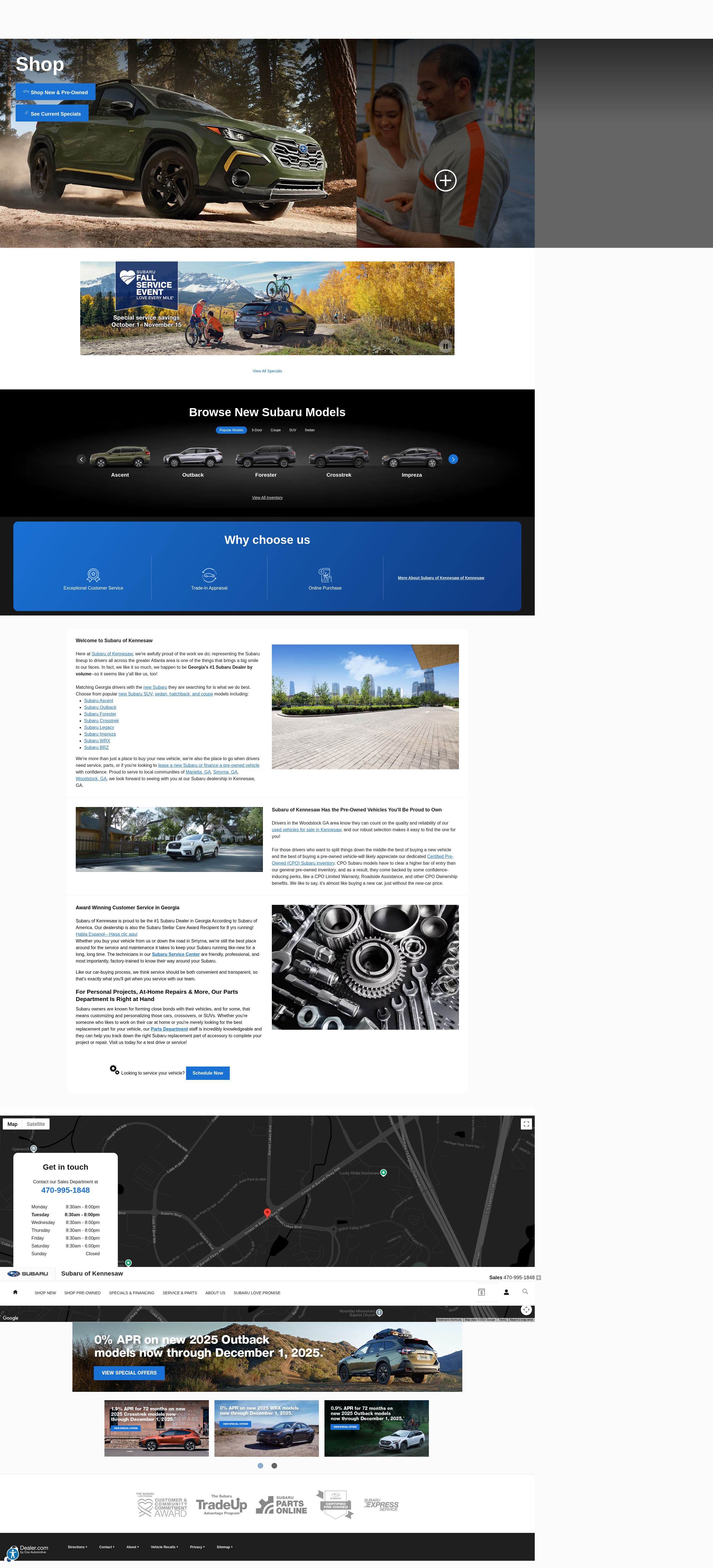 Screenshot of subaruofkennesaw.com
