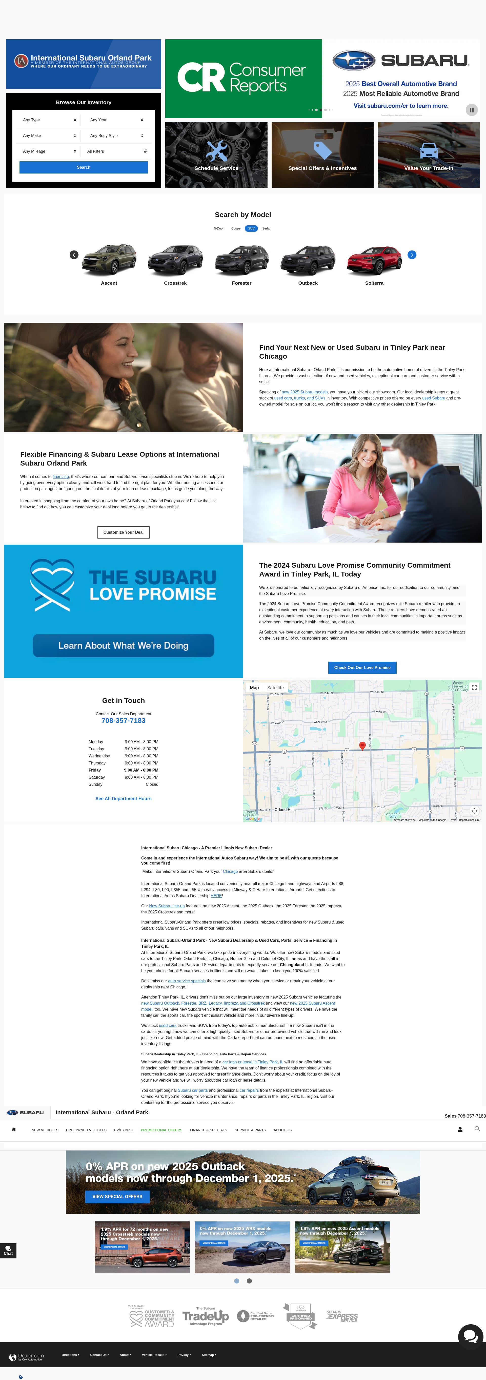 Screenshot of subaruoforlandpark.com