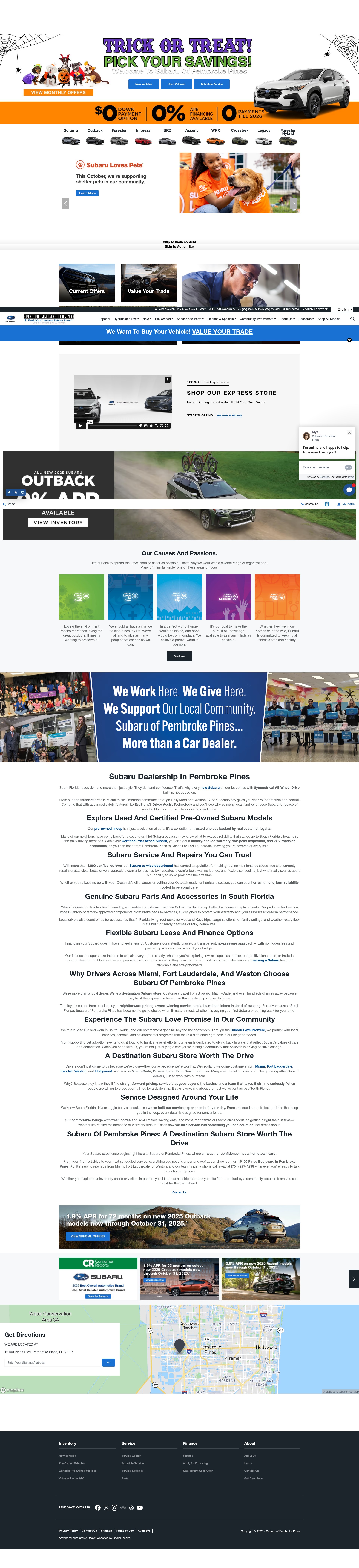 Screenshot of subaruofpembrokepines.com