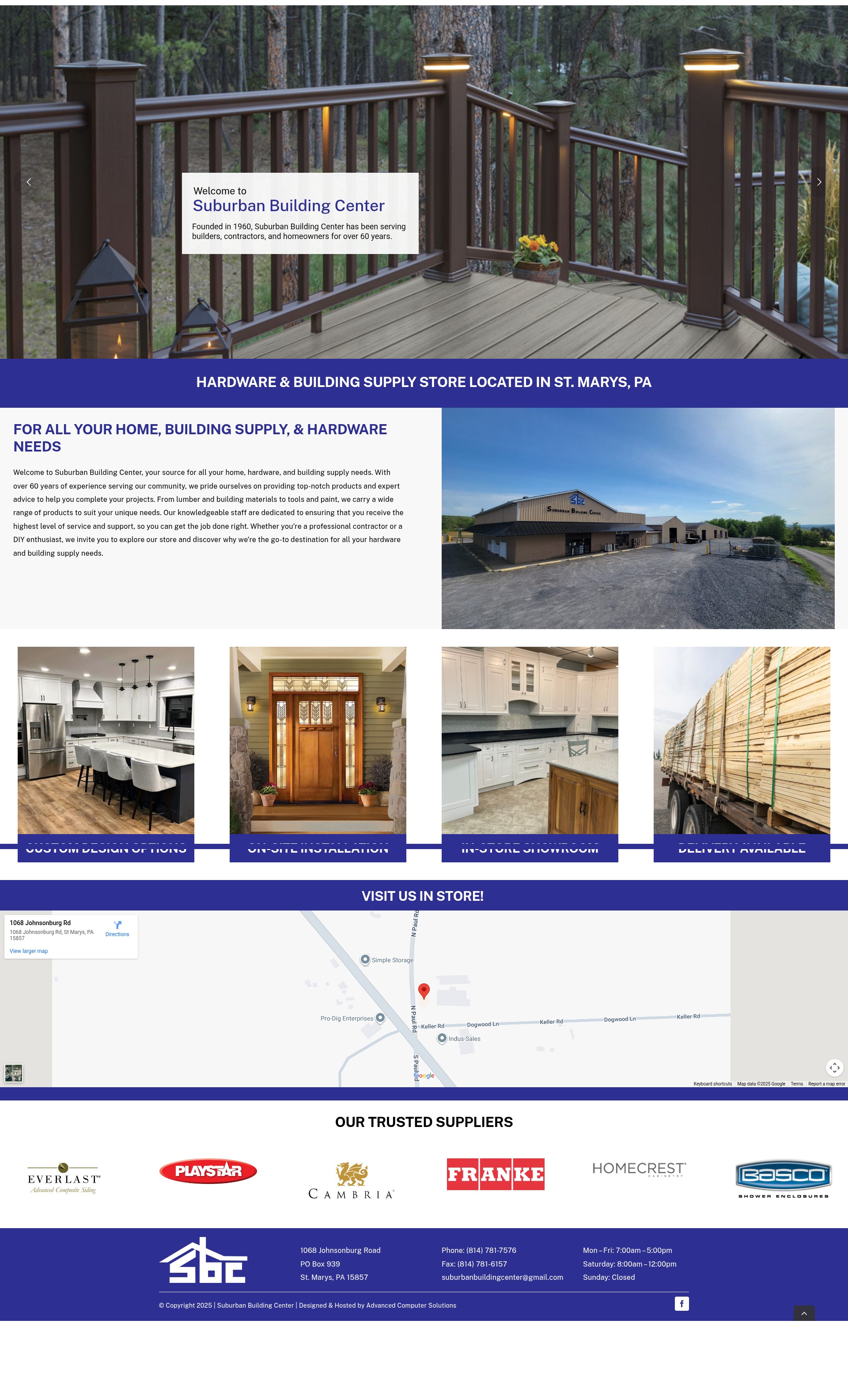 Screenshot of suburbanbuildingcenter.com