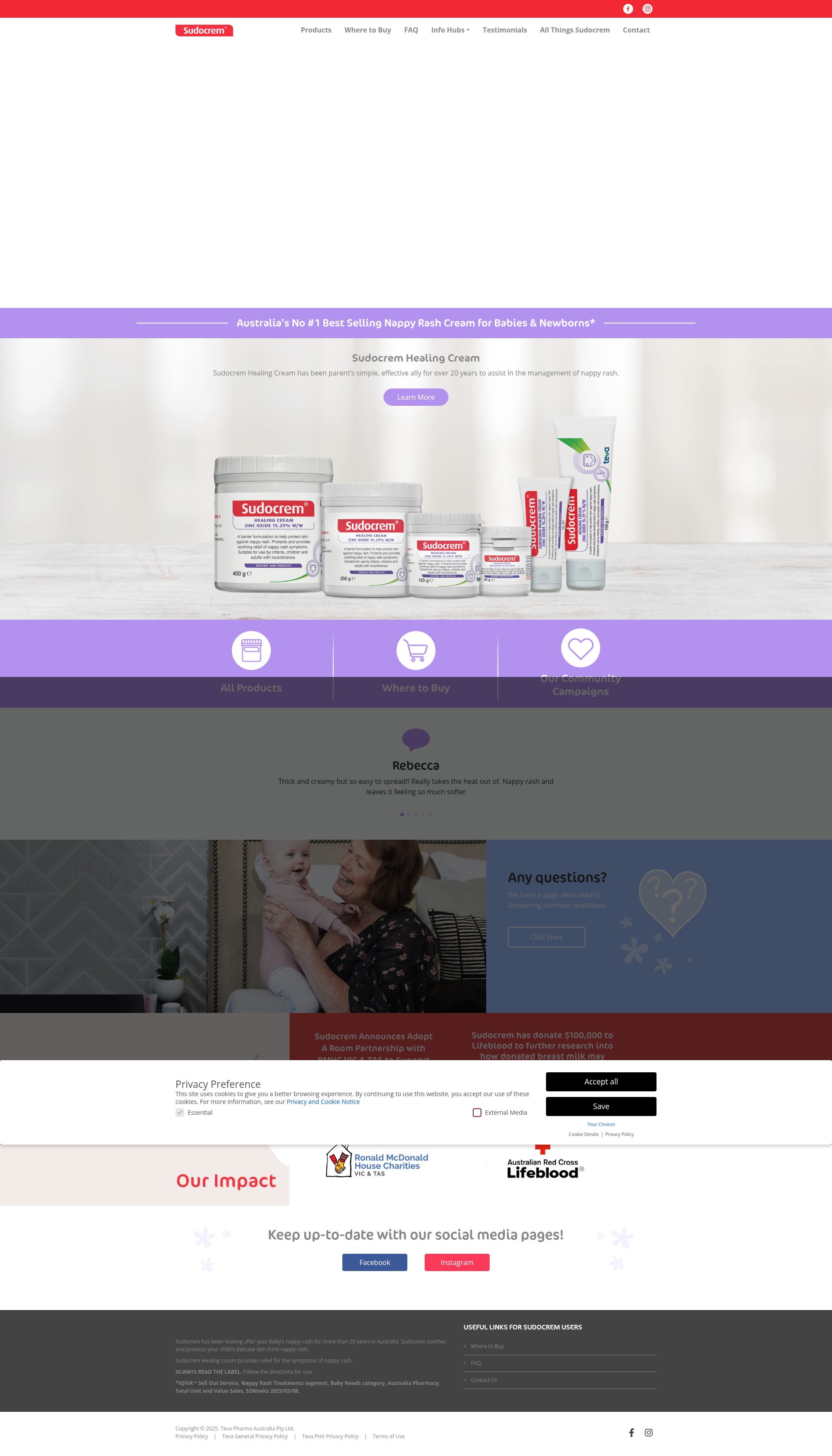 Screenshot of sudocrem.com.au