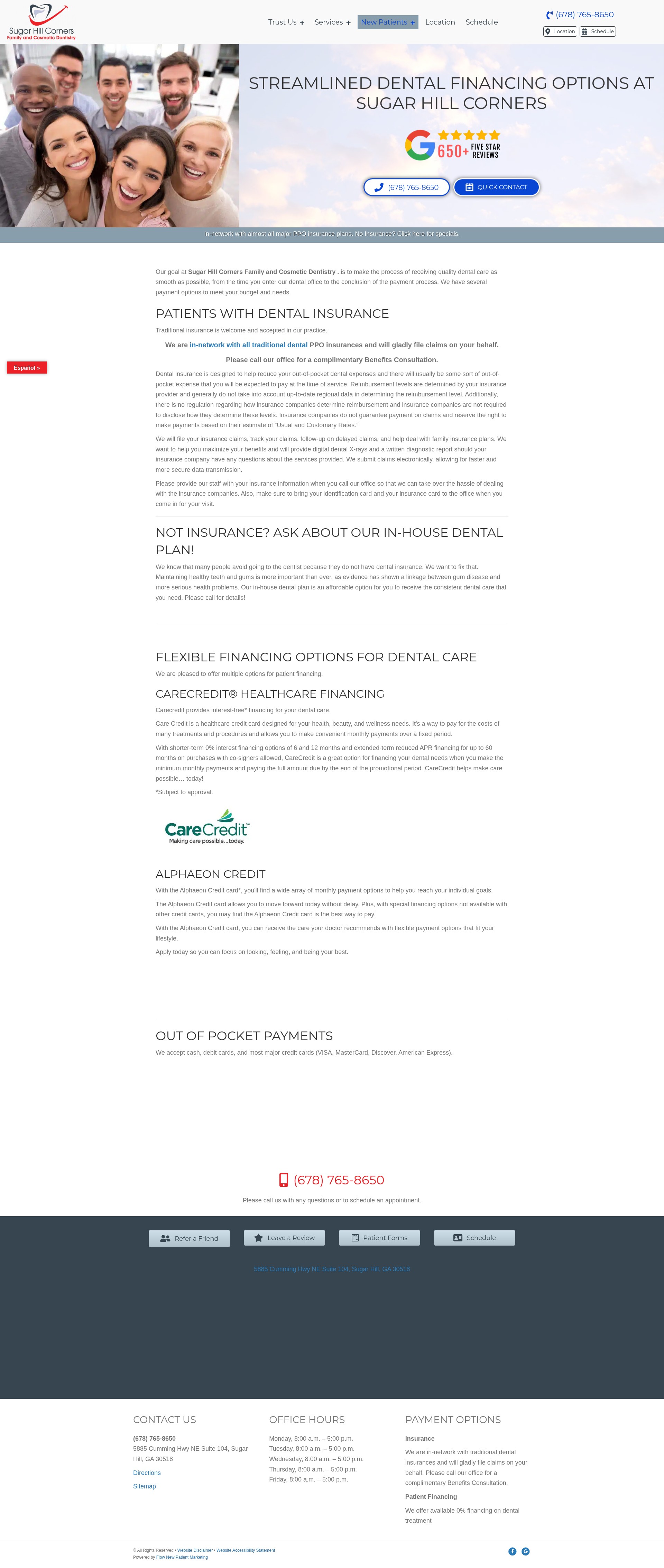 Screenshot of sugarhillcornersdentistry.com