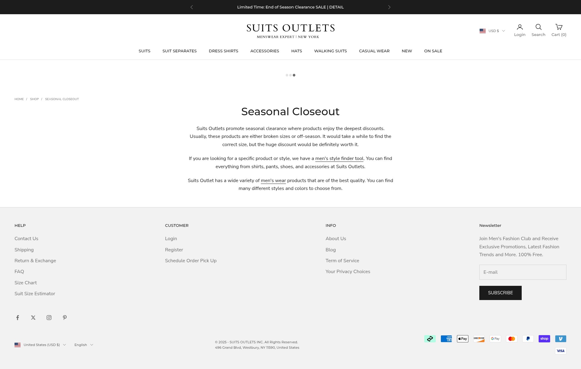 Screenshot of suitsoutlets.com