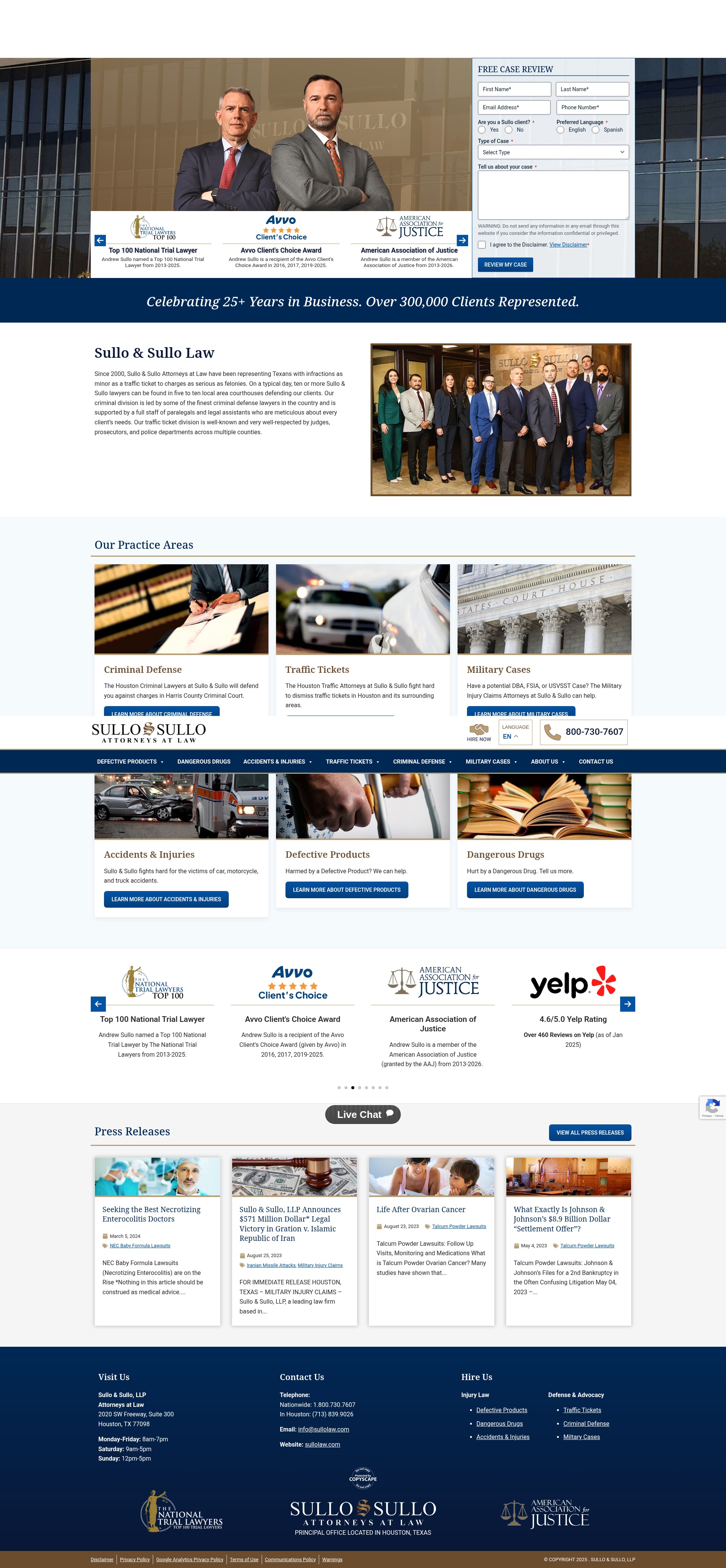 Screenshot of sullolaw.com