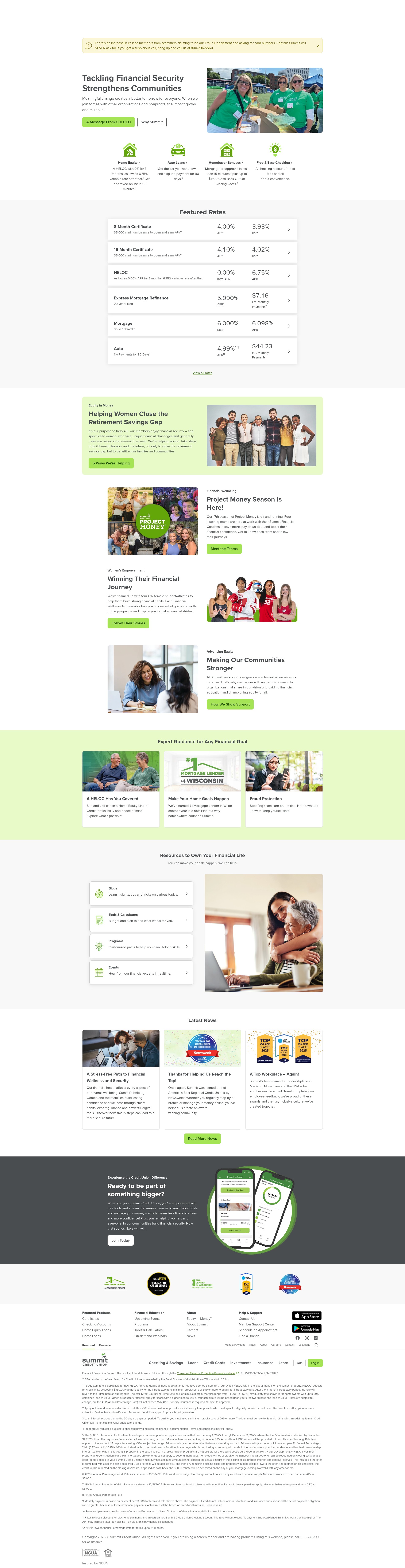 Screenshot of summitcreditunion.com