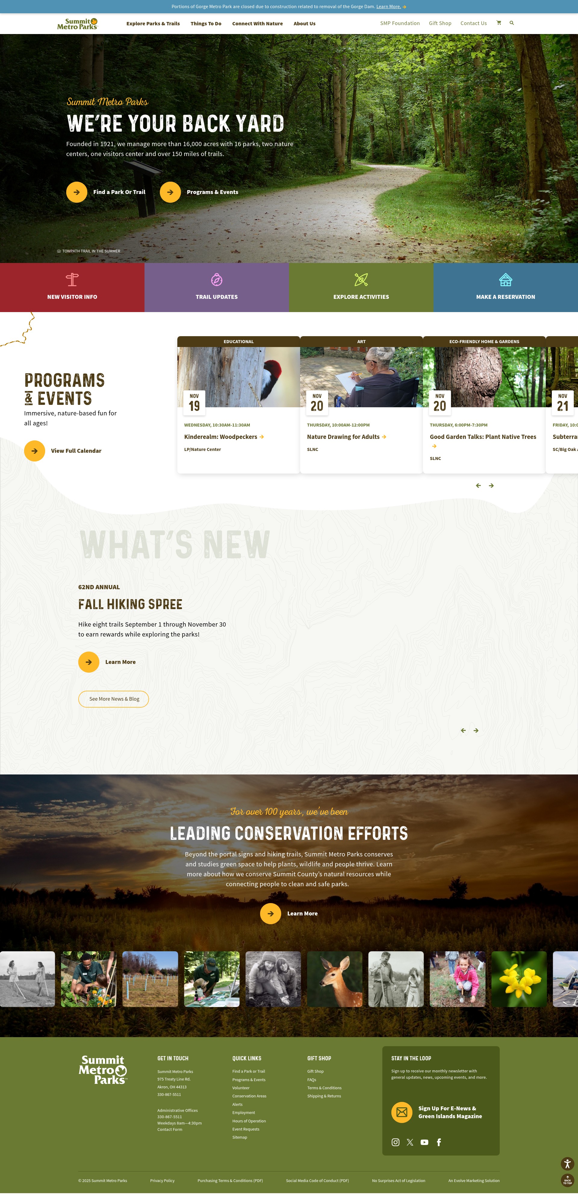 Screenshot of summitmetroparks.org