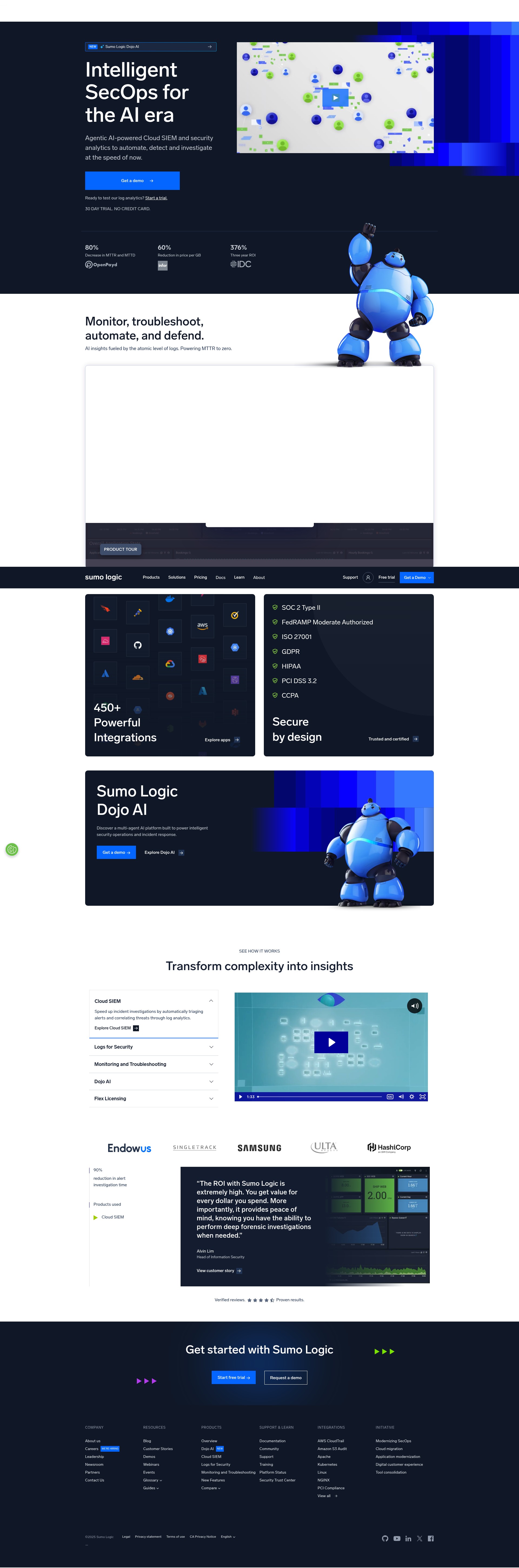 Screenshot of sumologic.com