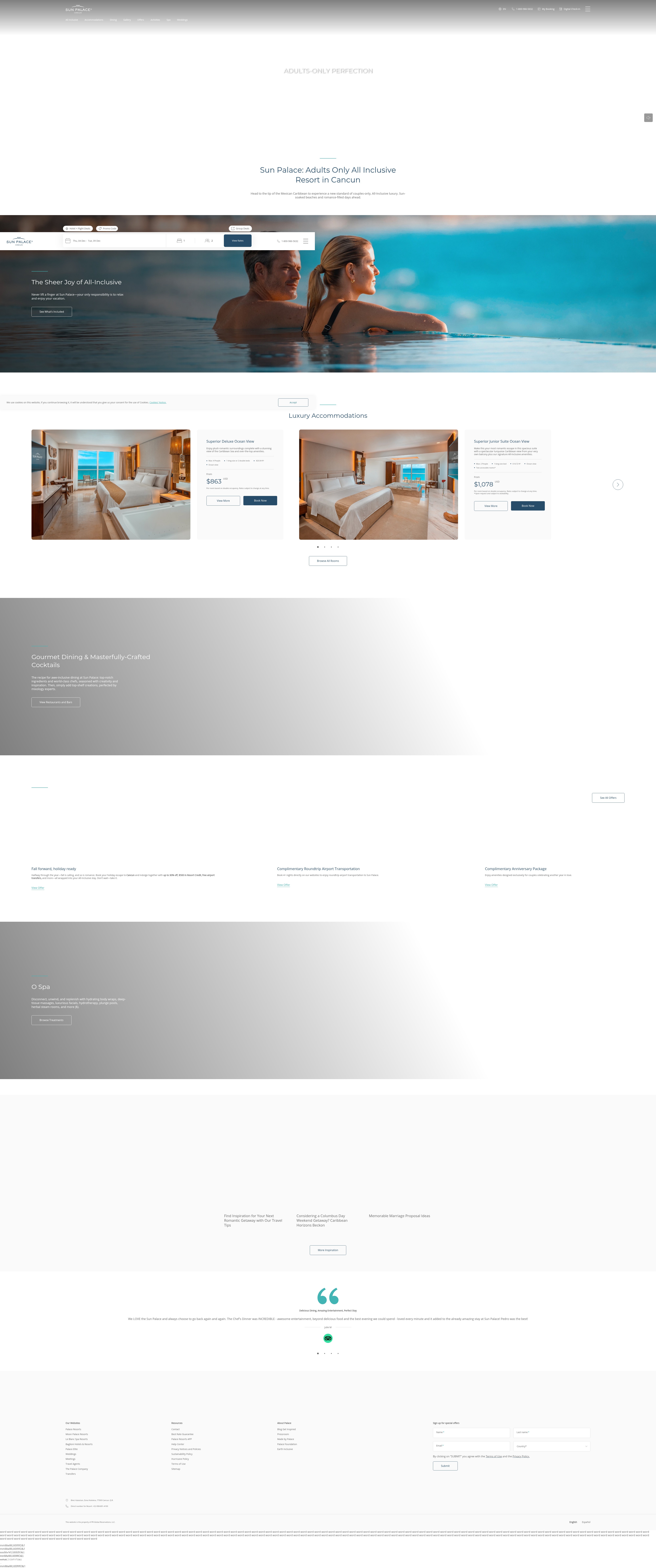 Screenshot of sun.palaceresorts.com