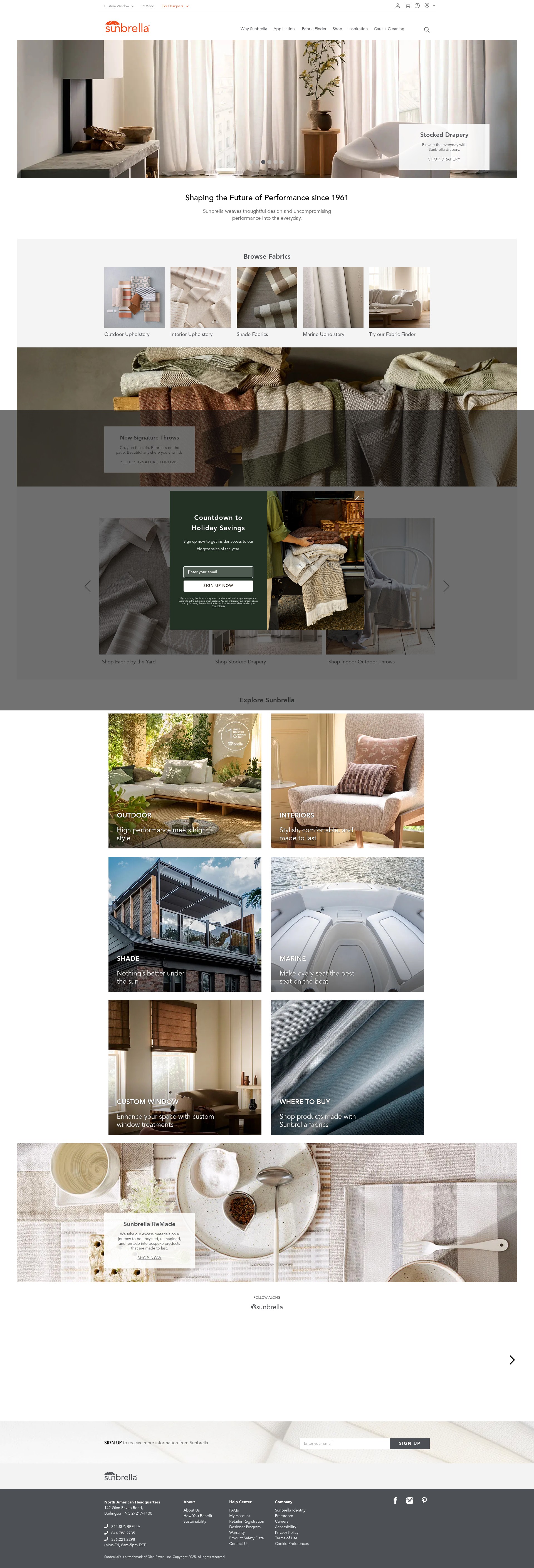 Screenshot of sunbrella.com