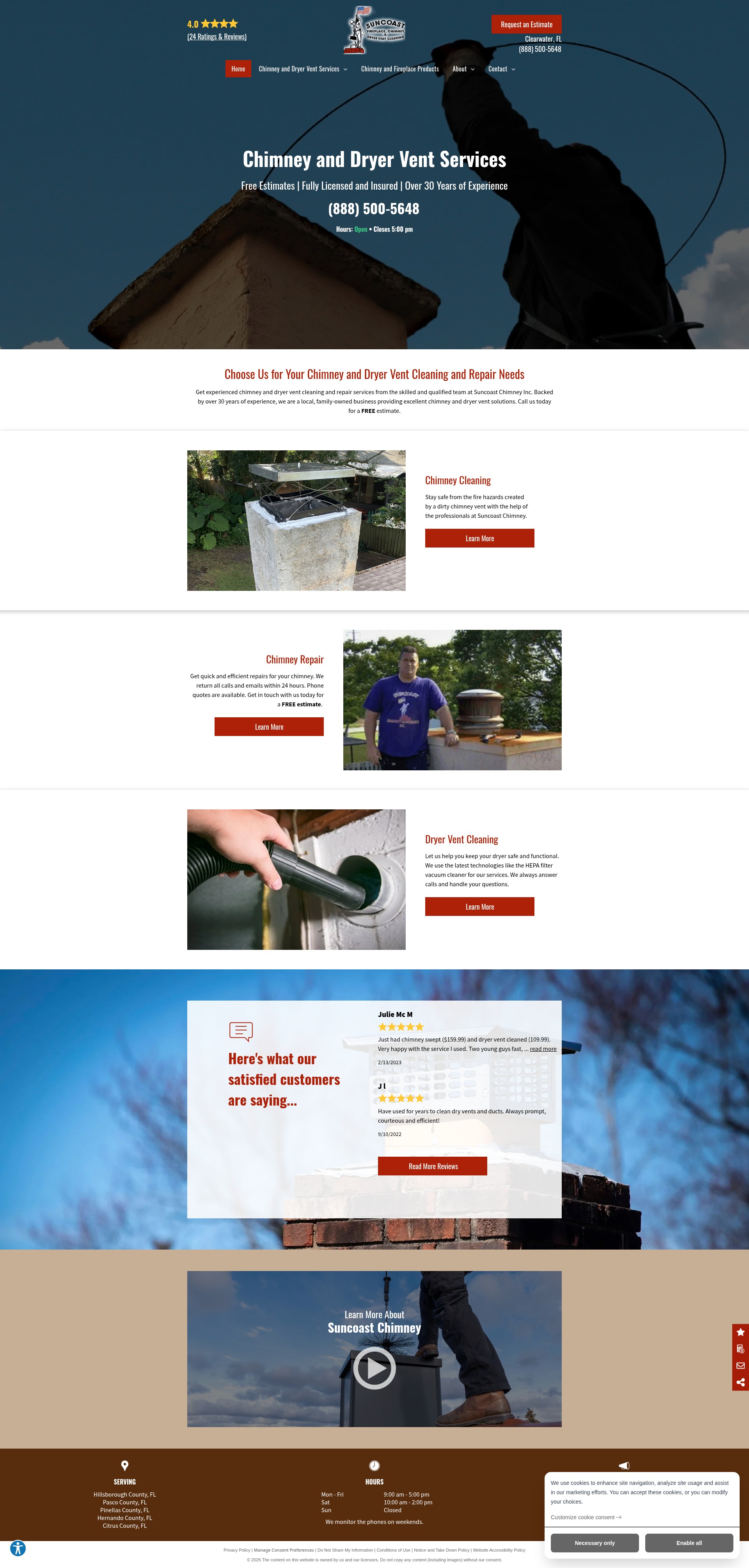 Screenshot of suncoastchimney.com