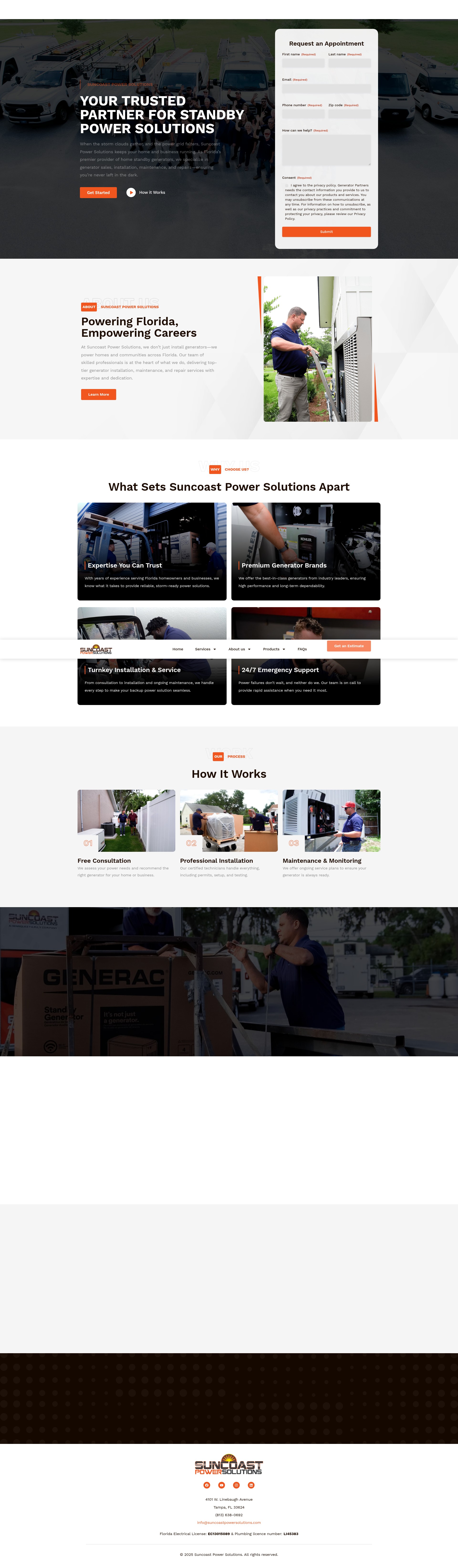 Screenshot of suncoastpowersolutions.com