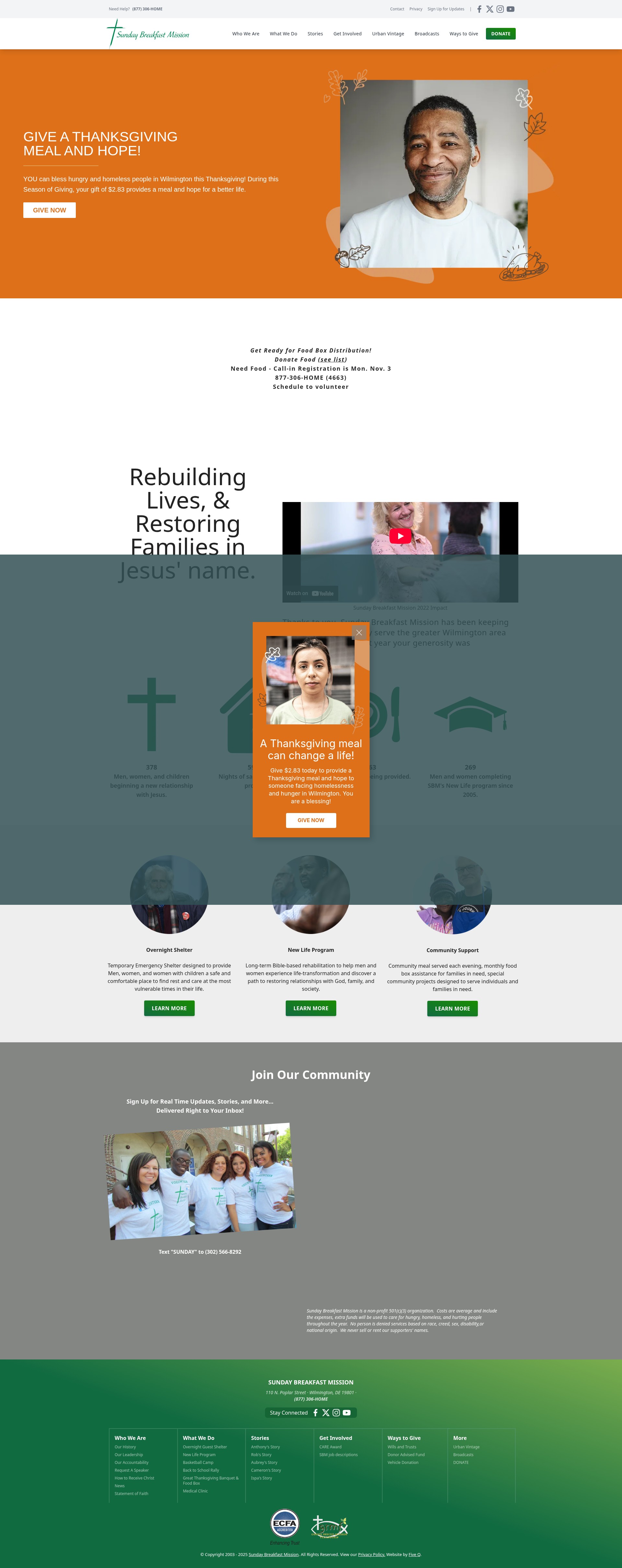 Screenshot of sundaybreakfastmission.org