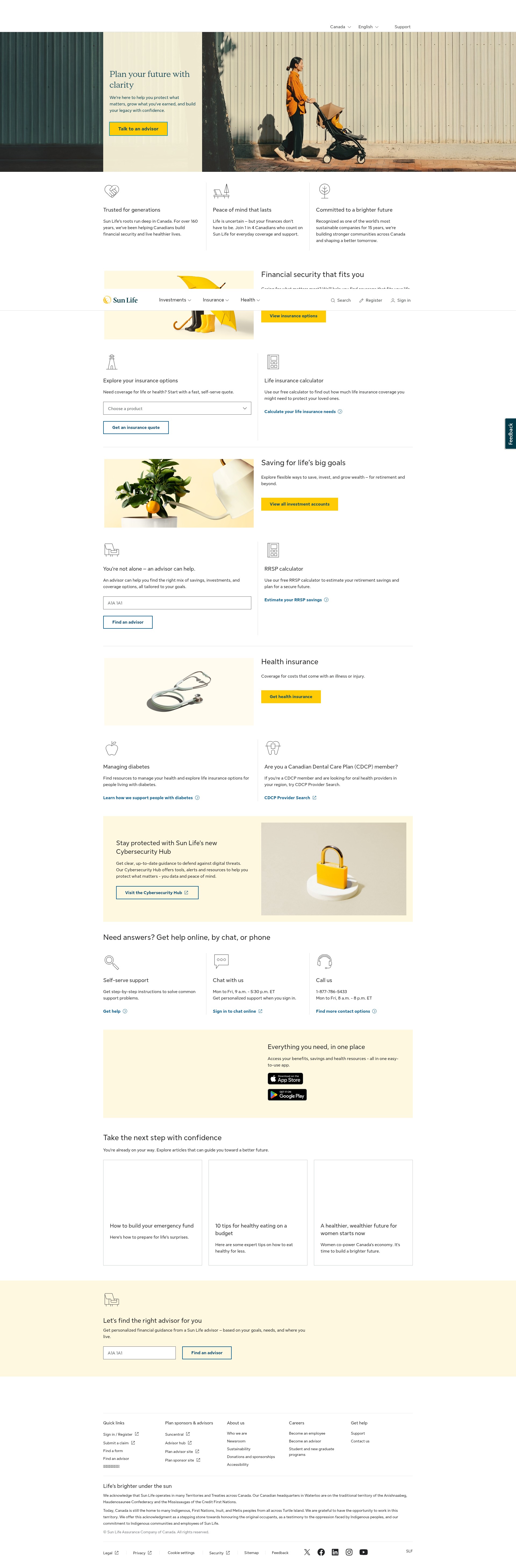 Screenshot of sunlife.ca