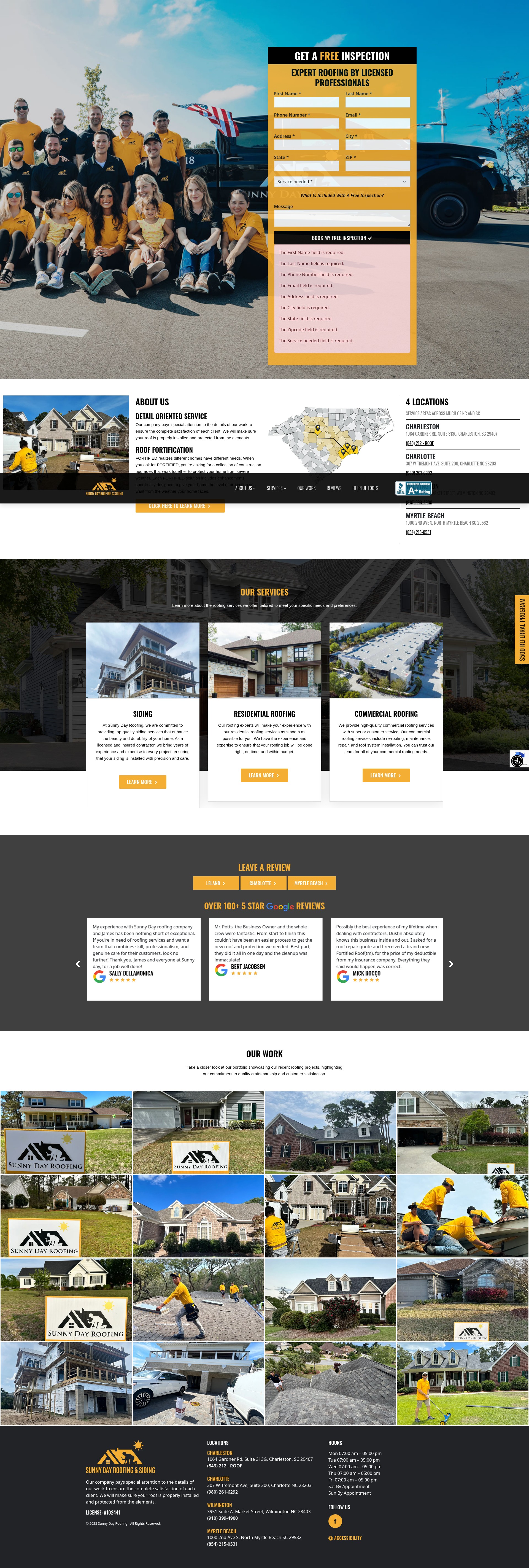 Screenshot of sunnydayroofing.com