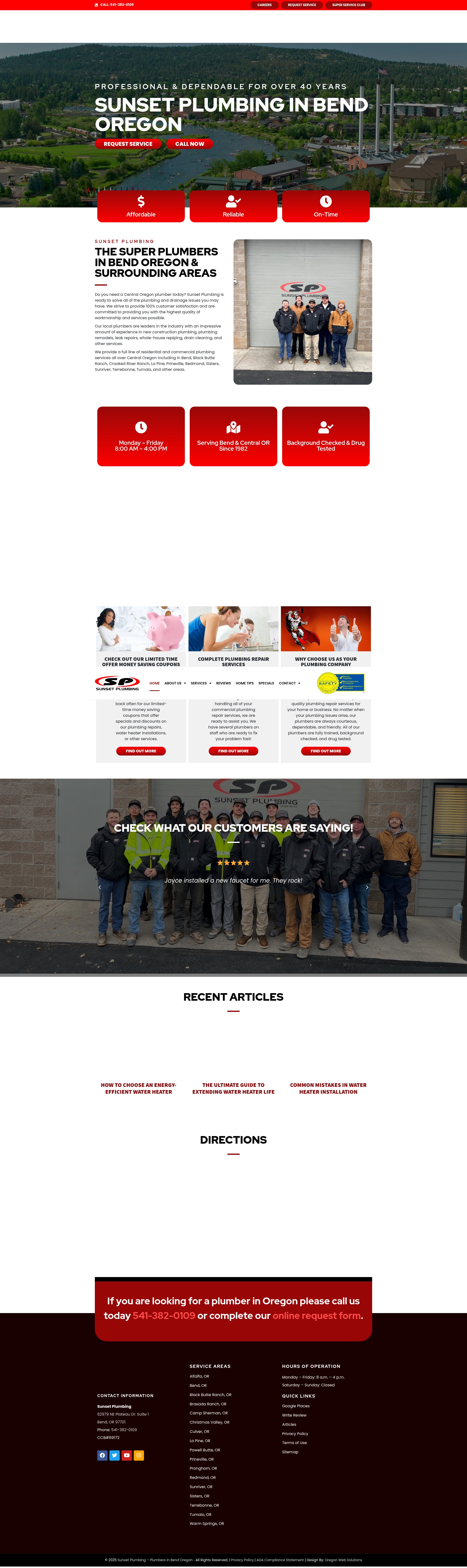 Screenshot of sunsetplumbingofbend.com