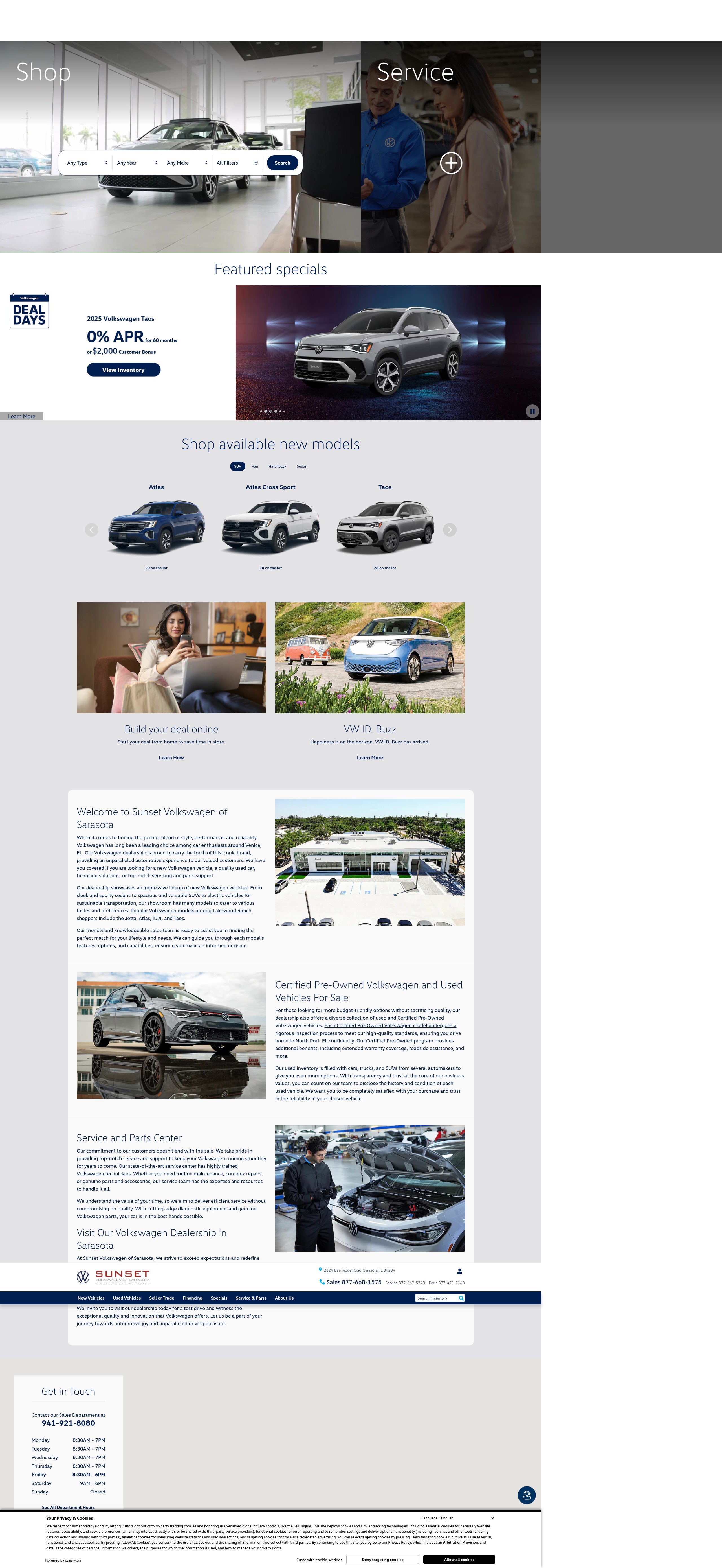 Screenshot of sunsetvolkswagen.com